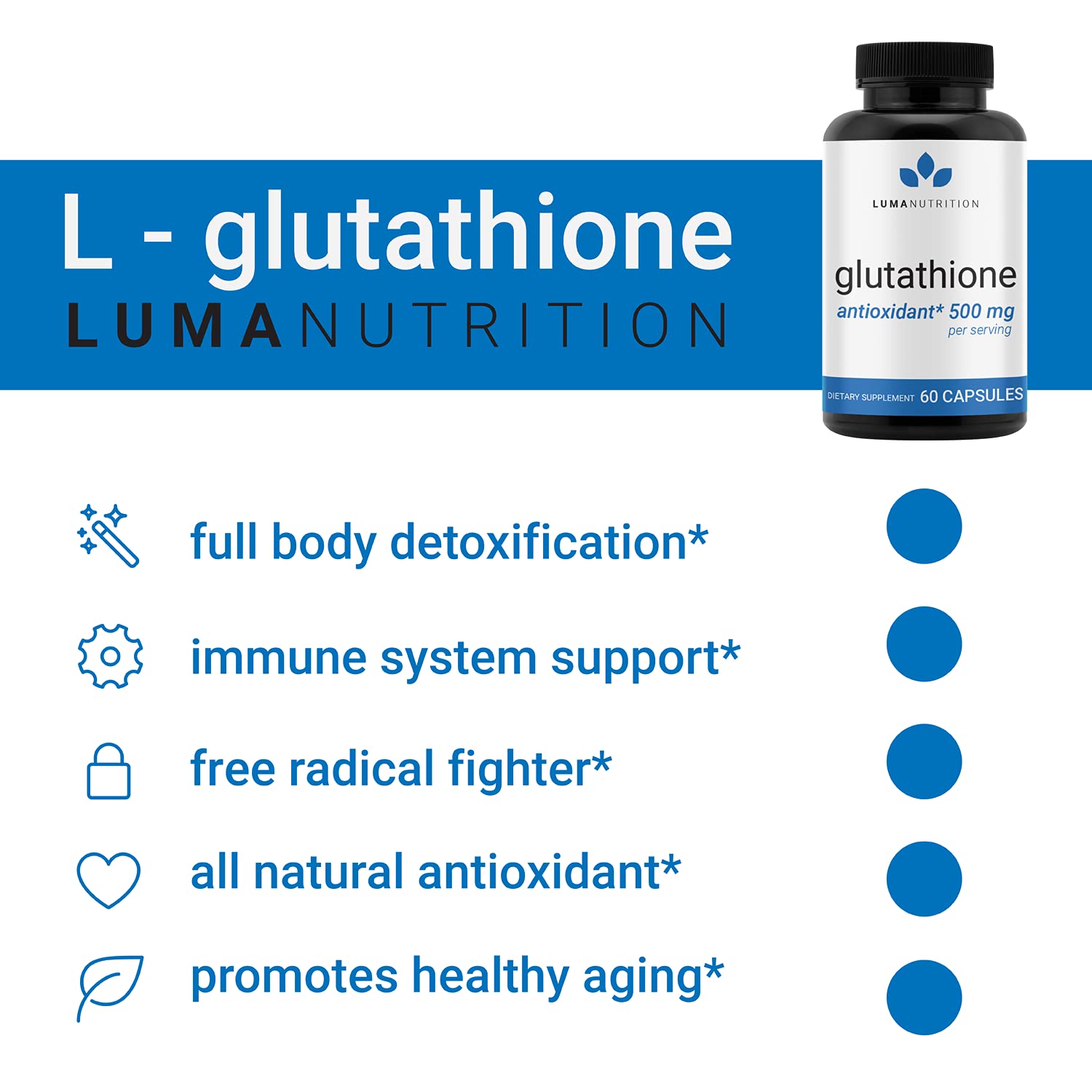 Foto 7 pulgar | Suplemento Luma Nutrition Glutatión 500 Mg 60 Cápsulas - Venta Internacional.