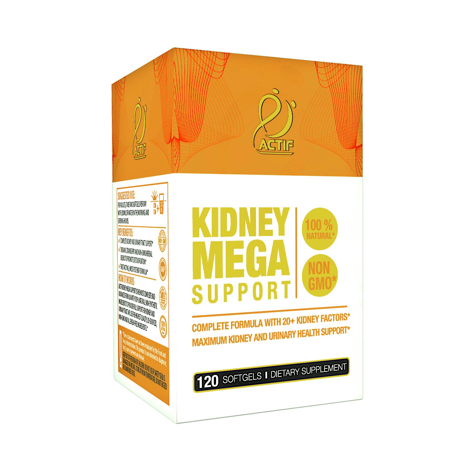 Foto 4 pulgar | Suplemento Actif Kidney Mega Support 120 Cápsulas - Venta Internacional.