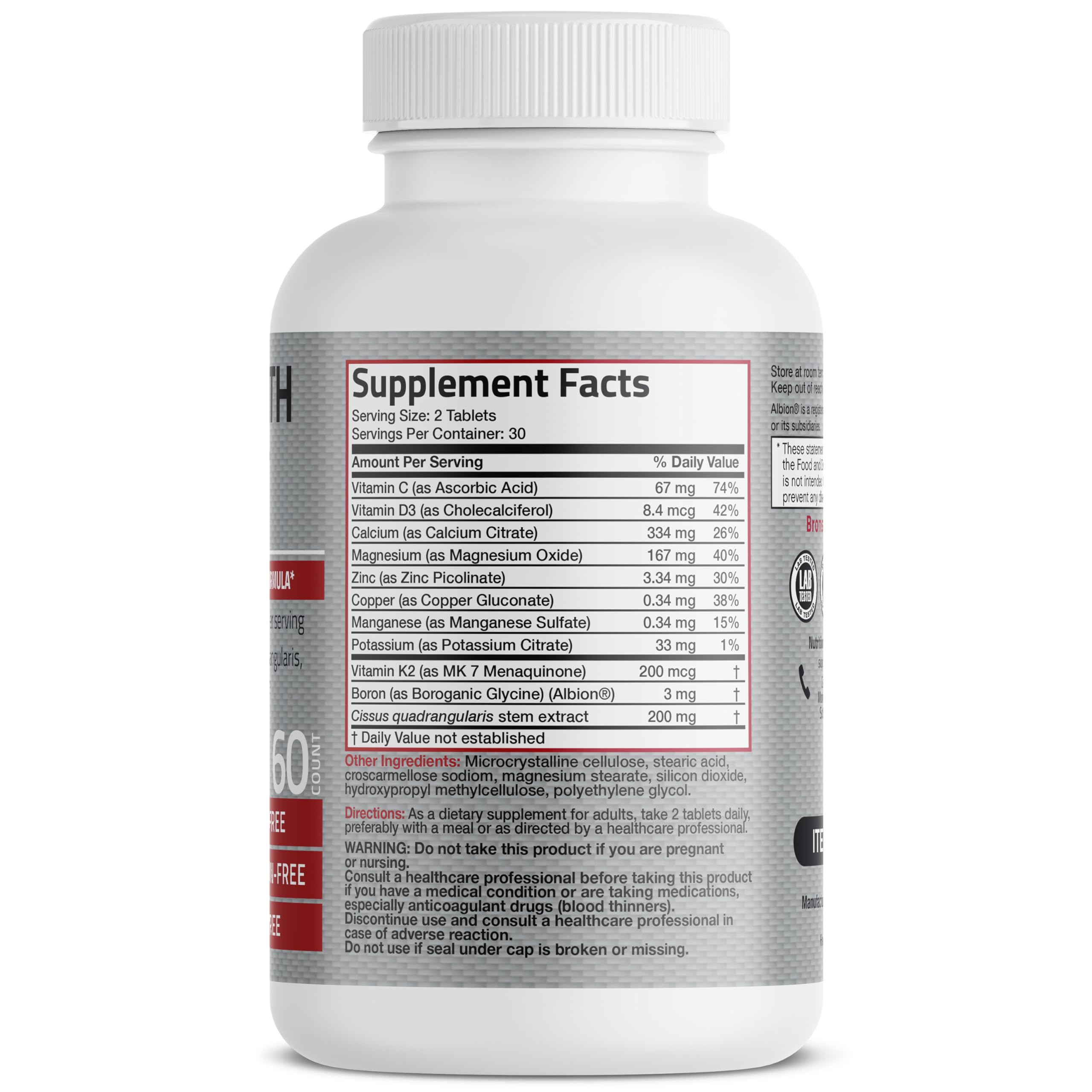 Foto 2 | Suplemento Bronson Bone Health & Strength Complex 60 Comprimidos - Venta Internacional.