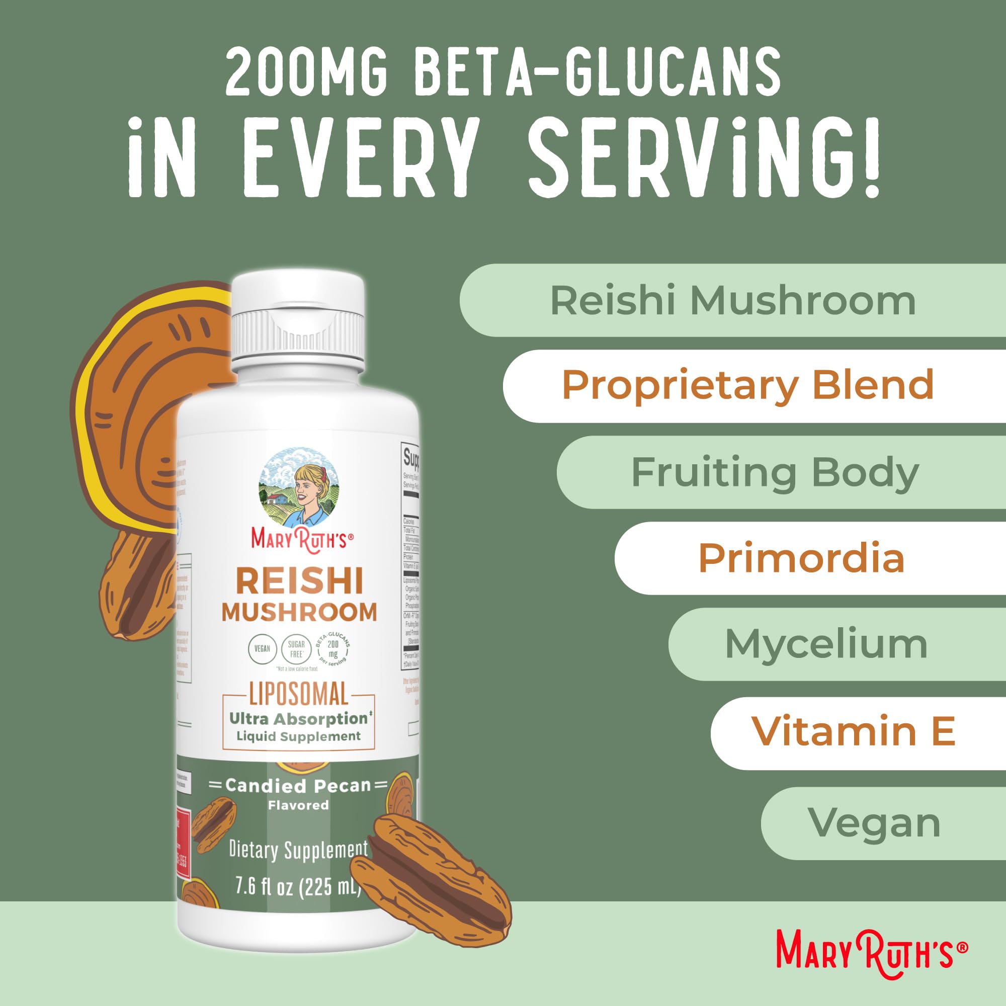 Foto 8 pulgar | Suplemento Maryruth Organics Reishi Vegan Hongo 225 Ml - Venta Internacional.