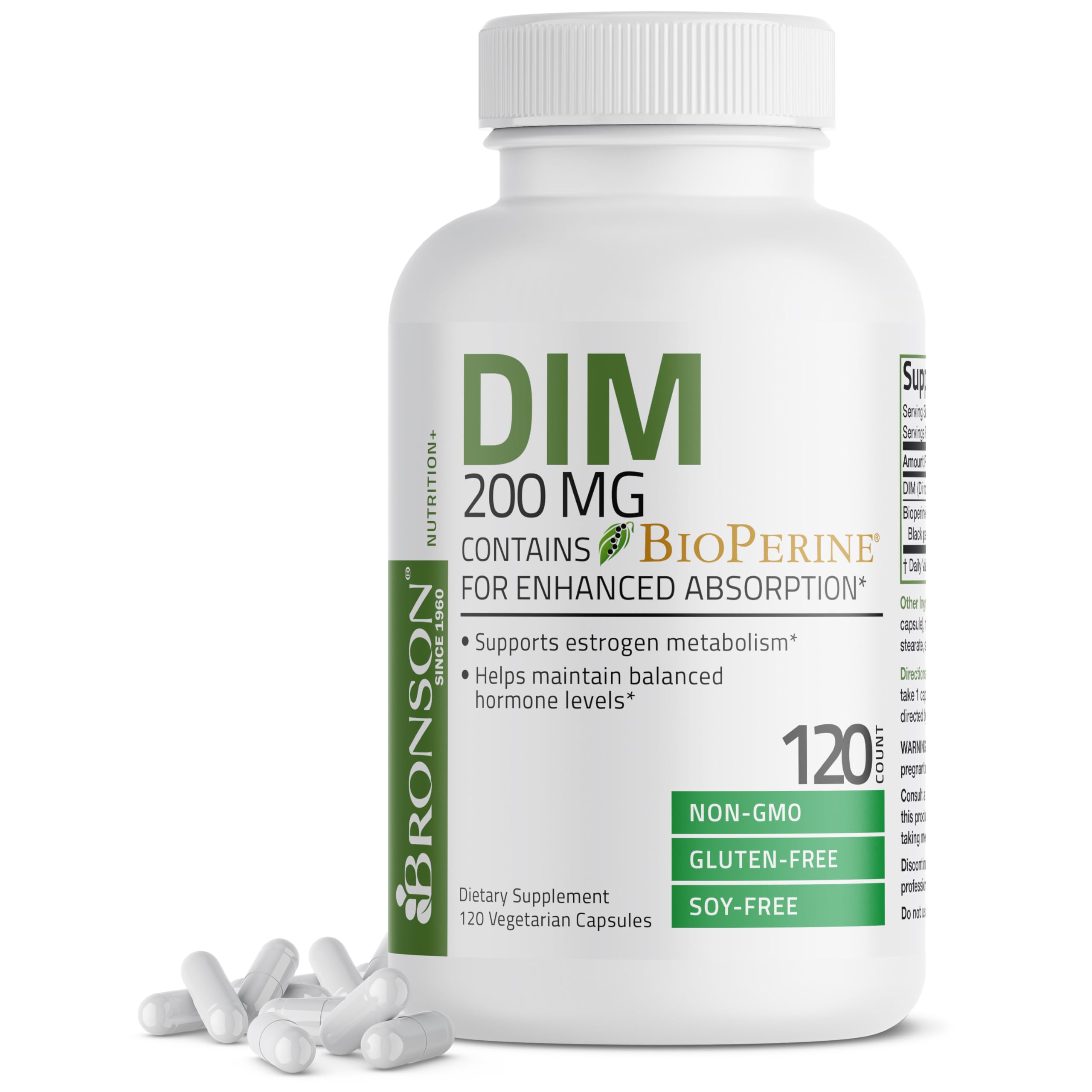 Foto 2 pulgar | Suplemento Bronson Dim De 200 Mg De Diindolimetano Con Bioperine 120 Cápsulas - Venta Internacional.