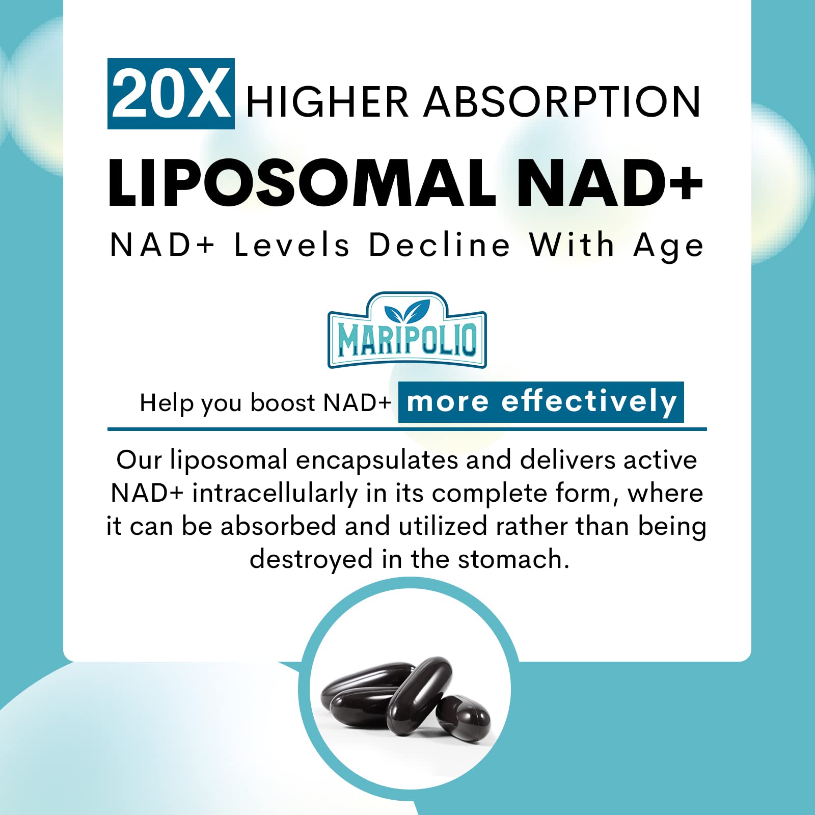 Foto 5 pulgar | Suplemento Maripolio Liposomal Nad+ 1000 Mg 60 Cápsulas Blandas - Venta Internacional