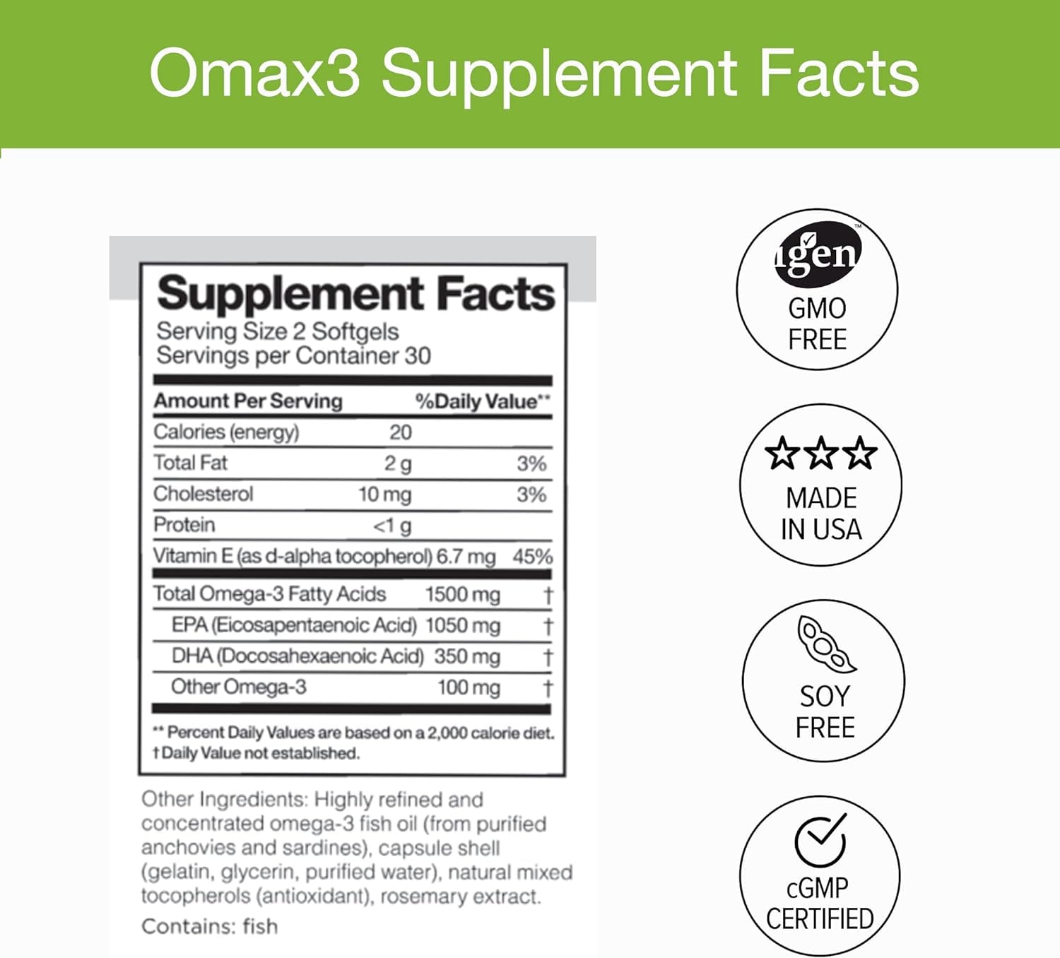 Foto 8 pulgar | Píldoras de Aceite de Pescado Omax3 Natural Omega 3 1500 mg Epa Dha 60 Días - Venta Internacional