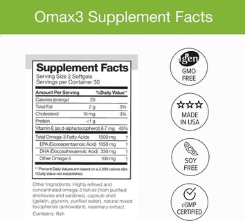 Foto 7 | Píldoras de Aceite de Pescado Omax3 Natural Omega 3 1500 mg Epa Dha 60 Días - Venta Internacional