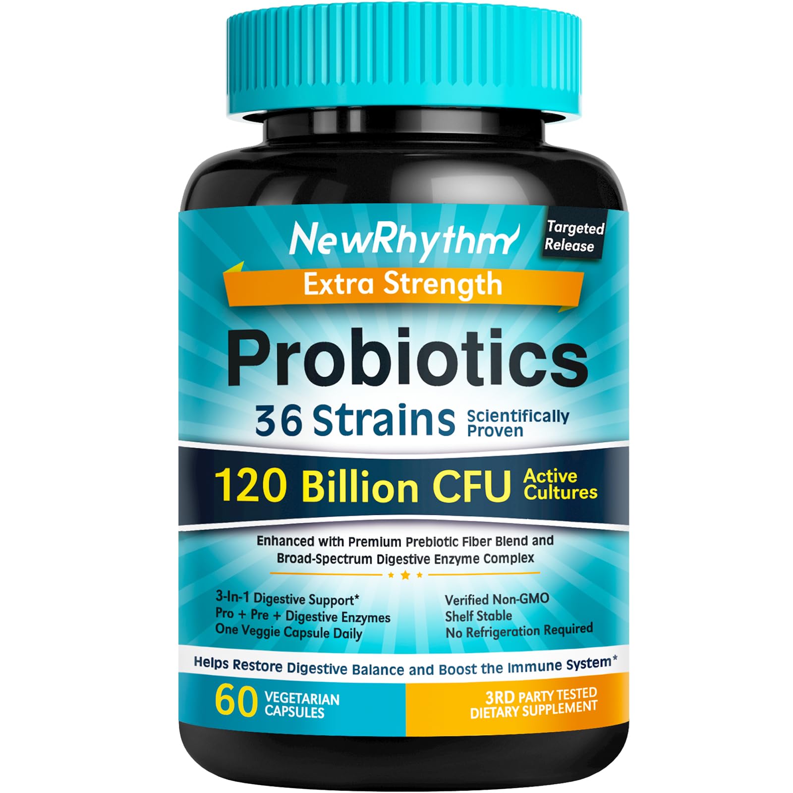Probiotics Newrhythm 120 Mil Millones De Cfu 36 Cepas 60 Cápsulas - Venta Internacional