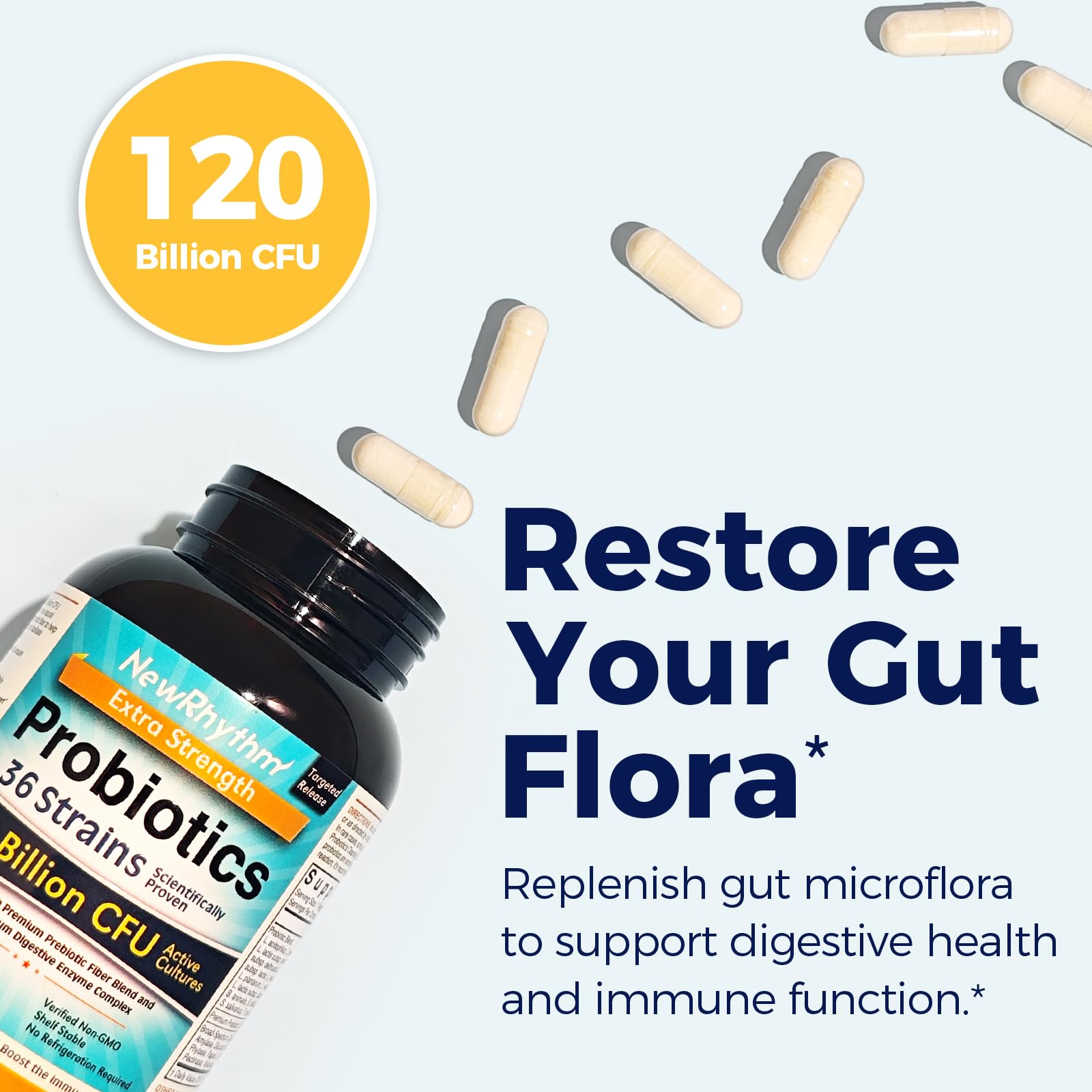 Foto 3 pulgar | Probiotics Newrhythm 120 Mil Millones De Cfu 36 Cepas 60 Cápsulas - Venta Internacional