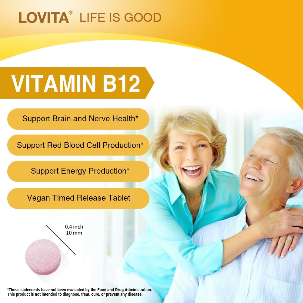 Foto 4 pulgar | Suplemento Lovita De Vitamina B12, 1000 Mcg, Liberación Prolongada, 60 Tabletas - Venta Internacional.