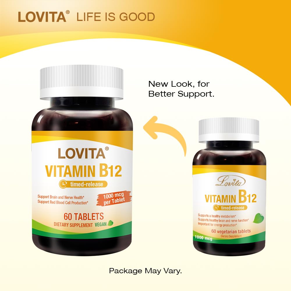 Foto 6 pulgar | Suplemento Lovita De Vitamina B12, 1000 Mcg, Liberación Prolongada, 60 Tabletas - Venta Internacional.