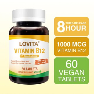 Foto 6 | Suplemento Lovita De Vitamina B12, 1000 Mcg, Liberación Prolongada, 60 Tabletas - Venta Internacional.