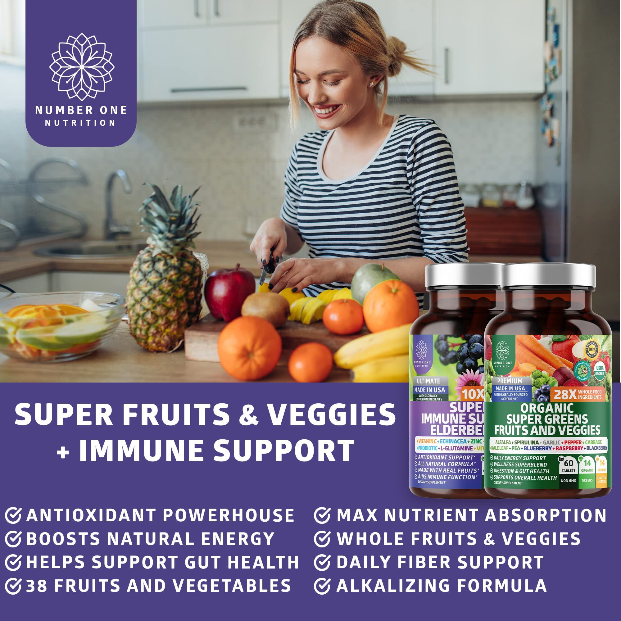 Foto 7 pulgar | Suplemento Number One Nutrition N1n Super Frutas Y Verduras - Venta Internacional.