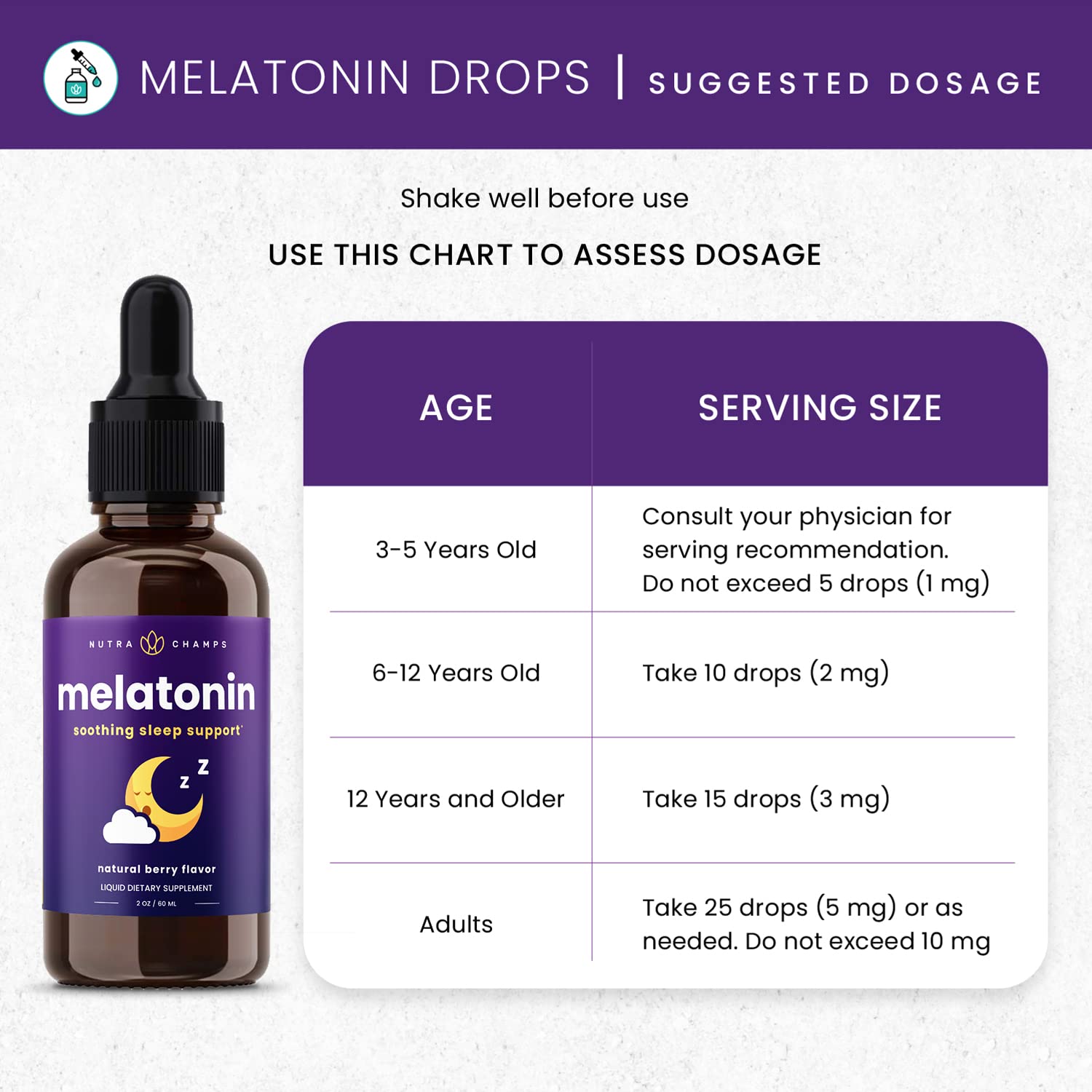 Foto 5 | Gotas Líquidas NutraChamps de Melatonina 2 Piezas de 60 ml-Venta Internacional
