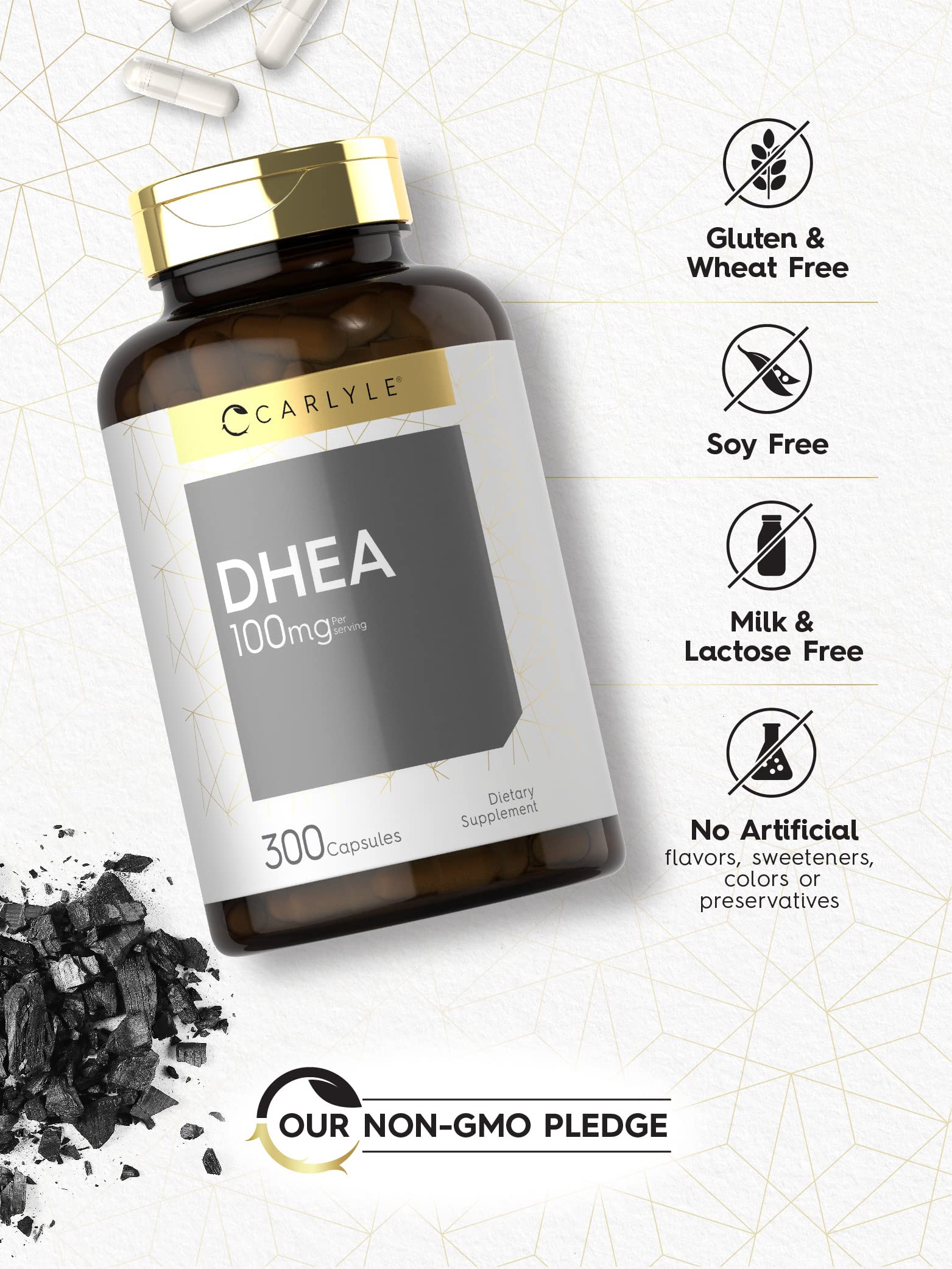 Foto 4 | Suplemento Carlyle Dhea 100 Mg 300 Cápsulas Sin Ogm Sin Gluten - Venta Internacional.