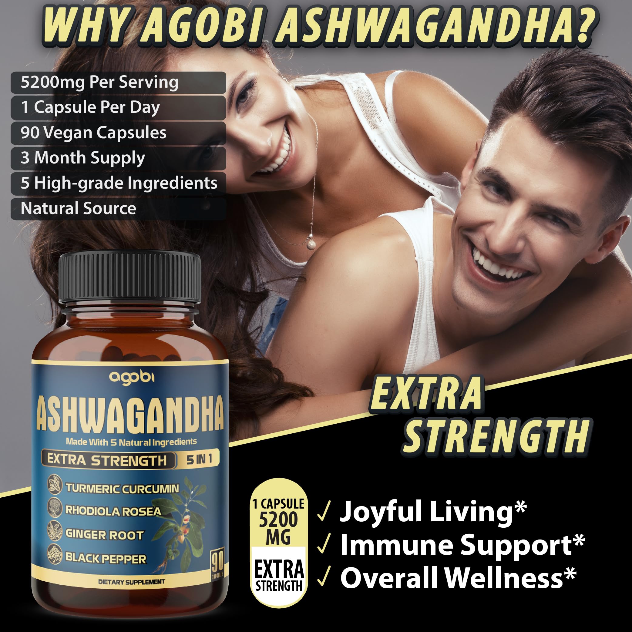 Foto 6 pulgar | Suplemento De Extracto De Ashwagandha Agobi 90 Cápsulas - Venta Internacional