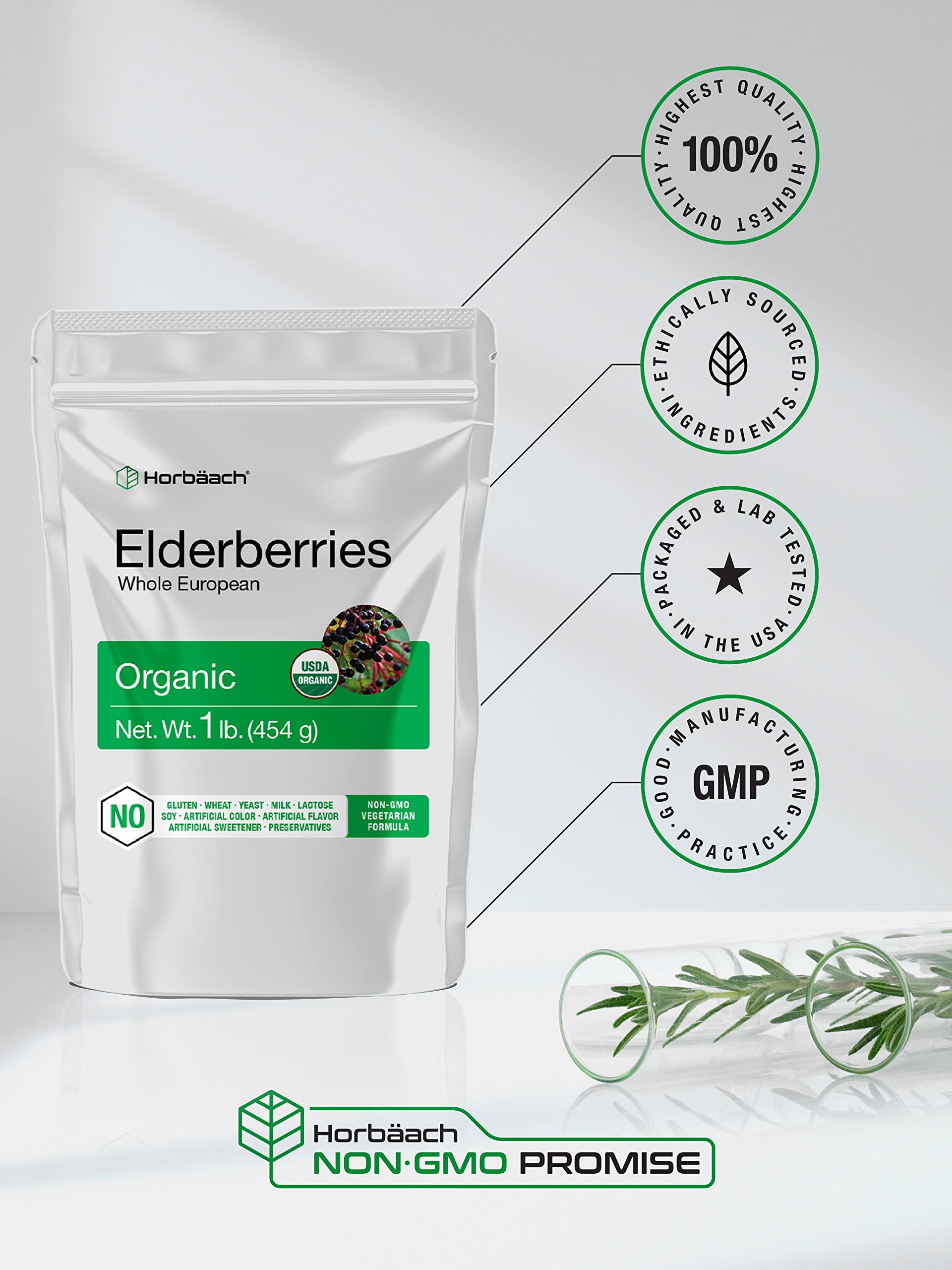 Foto 4 | Saúco Orgánico Seco Horbäach Bolsa A Granel De 454 G Sambucus Nigra - Venta Internacional