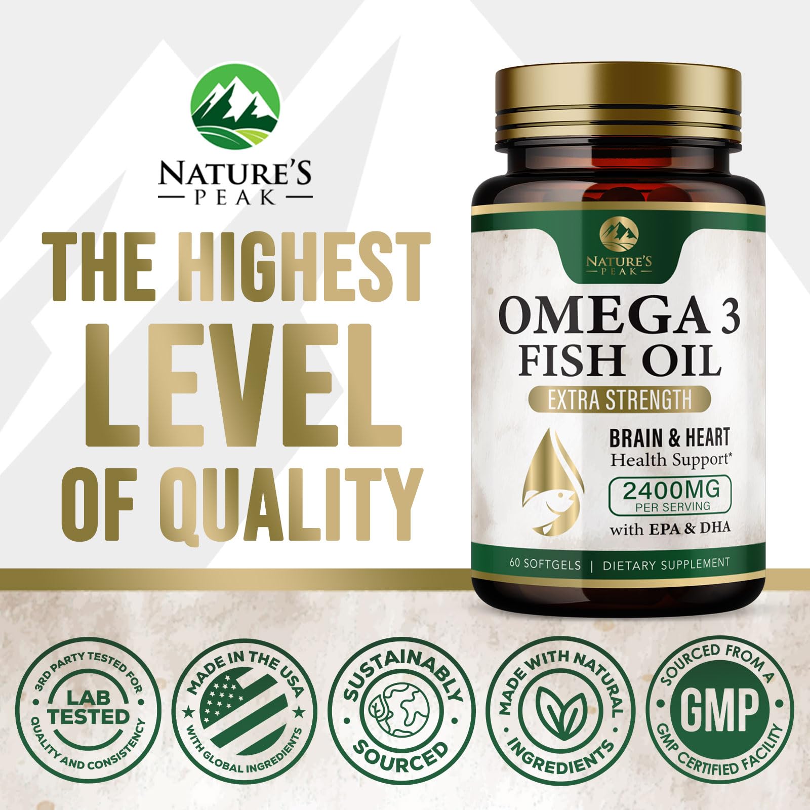 Foto 5 pulgar | Suplemento de Aceite de Pescado Nature's Peak 2400 mg Omega-3 60 Cápsulas Blandas - Venta Internacional