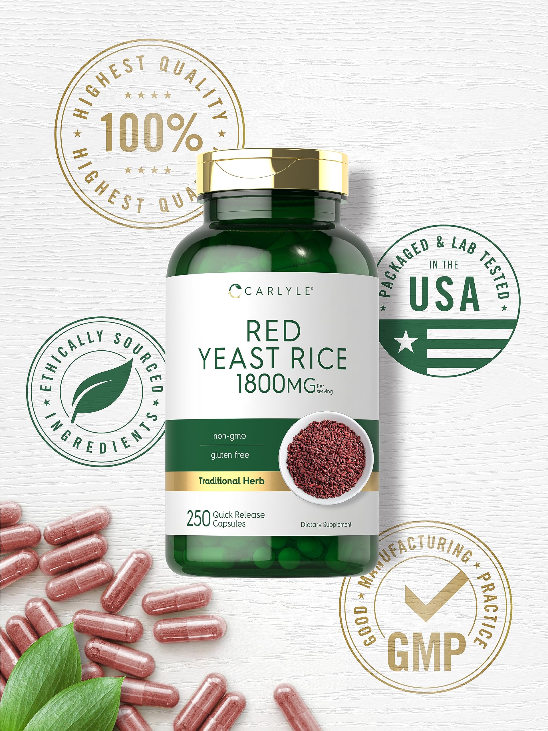 Foto 6 pulgar | Suplemento Carlyle Red Yeast Rice 250 Cápsulas Sin Ogm Y Sin Gluten - Venta Internacional.