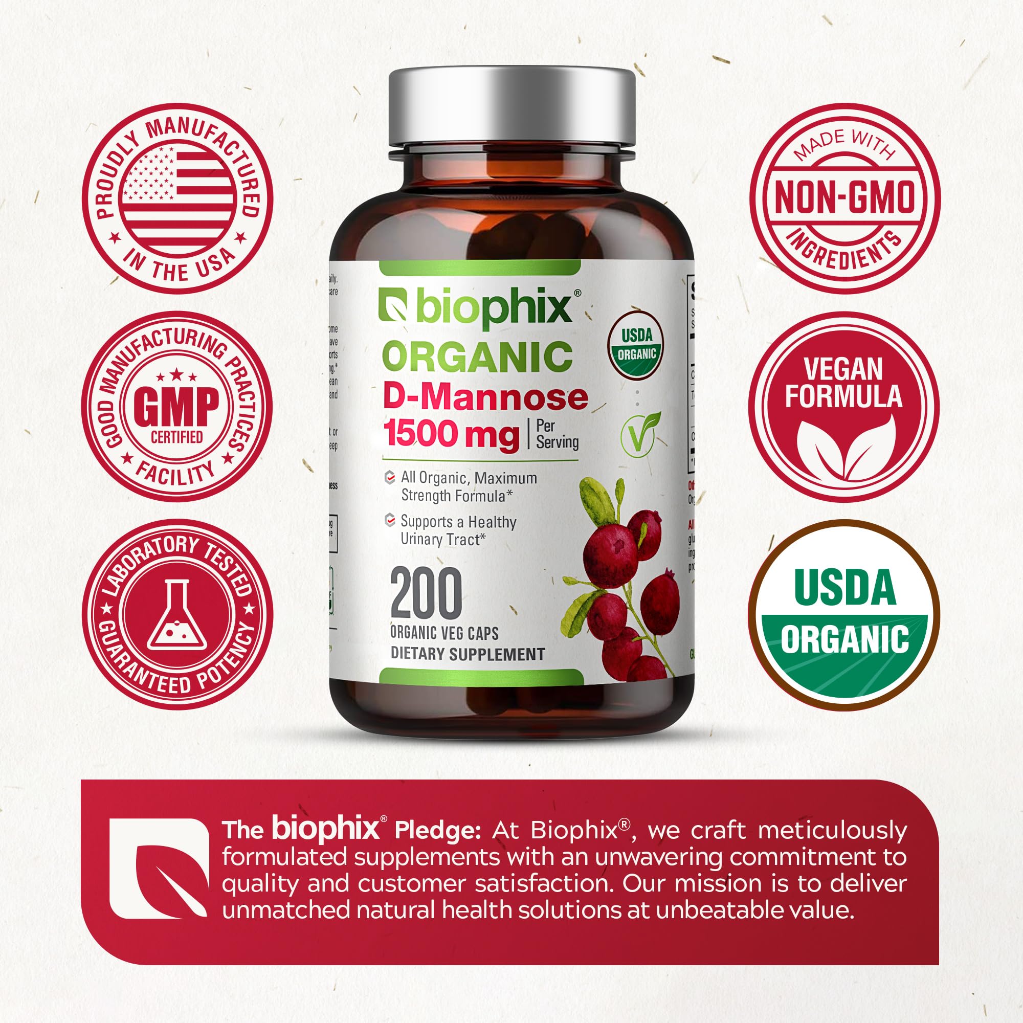 Foto 8 pulgar | Suplemento Biophix De D-manosa, 1500 Mg, 200 Cápsulas Vegetarianas, Orgánico - Venta Internacional.