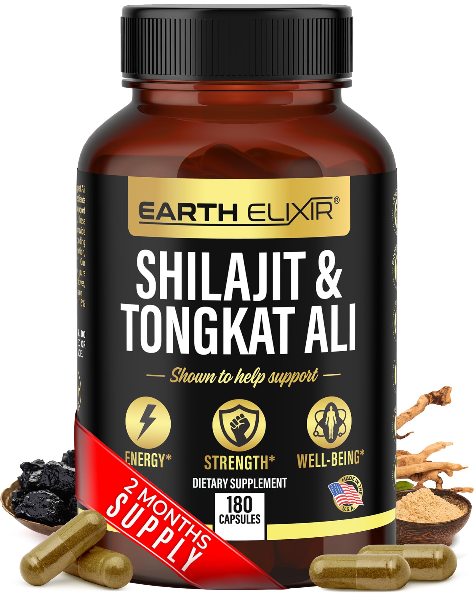 Foto 2 pulgar | Suplemento Earth Elixir Shilajit 1000 Mg Y Tongkat Ali 400 Mg - Venta Internacional.