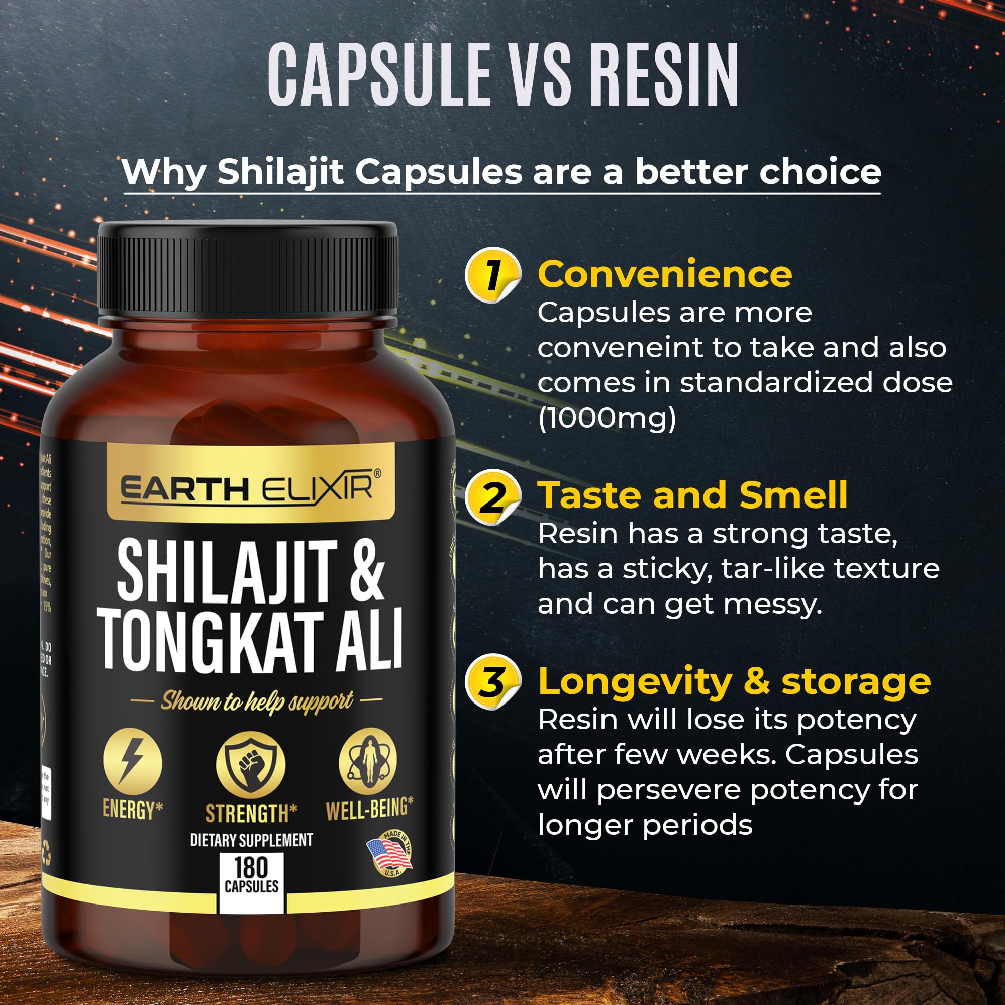 Foto 4 pulgar | Suplemento Earth Elixir Shilajit 1000 Mg Y Tongkat Ali 400 Mg - Venta Internacional.