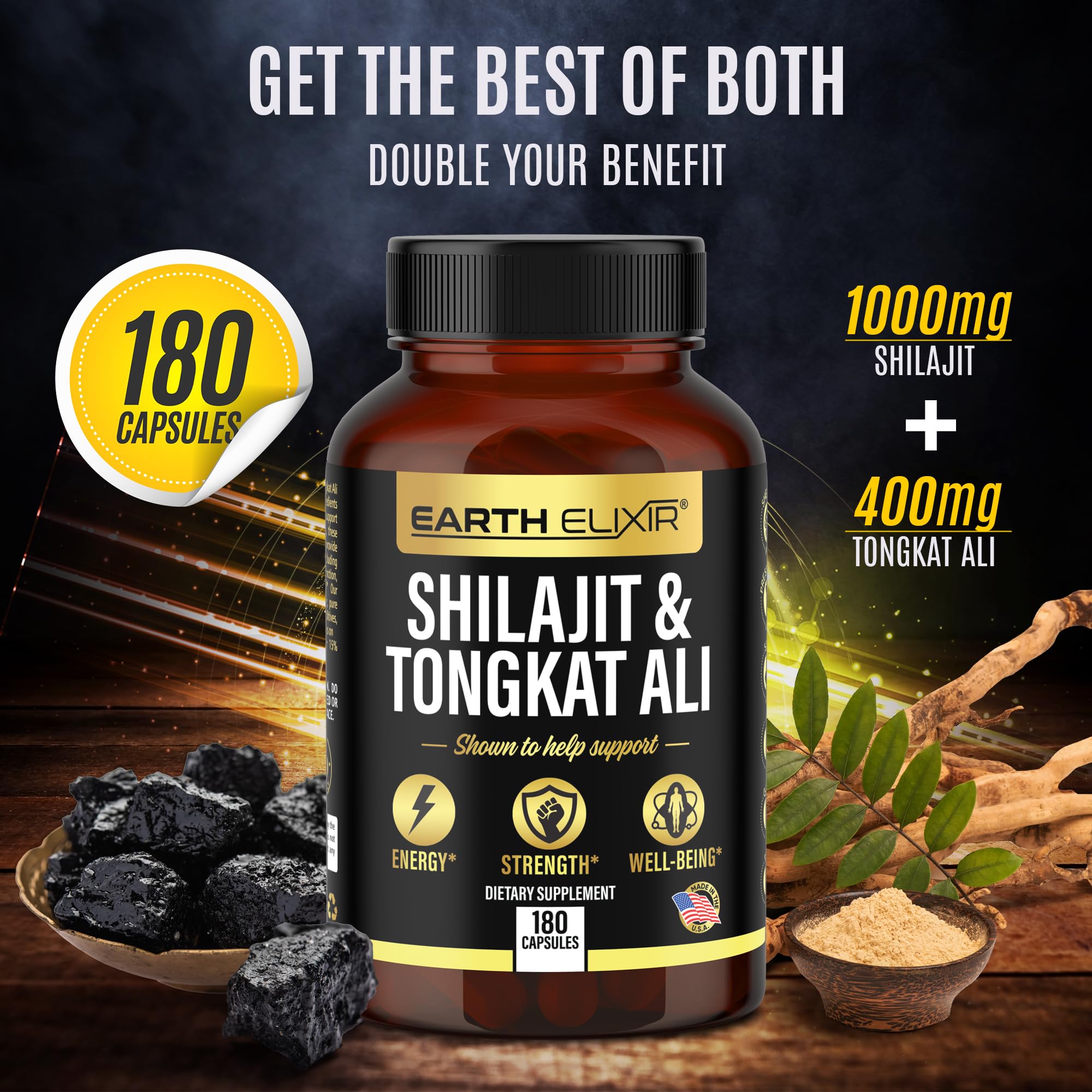 Foto 5 pulgar | Suplemento Earth Elixir Shilajit 1000 Mg Y Tongkat Ali 400 Mg - Venta Internacional.