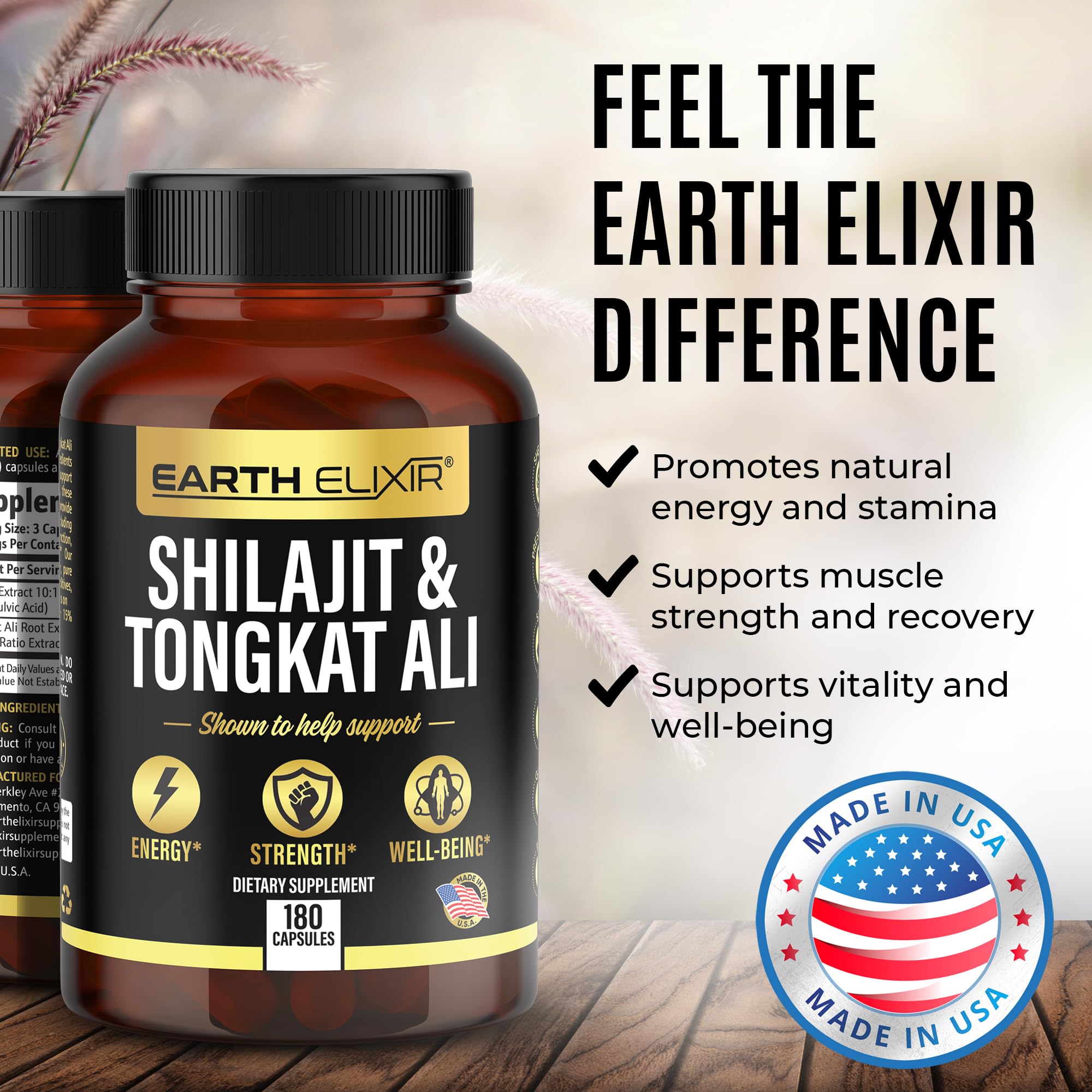 Foto 6 pulgar | Suplemento Earth Elixir Shilajit 1000 Mg Y Tongkat Ali 400 Mg - Venta Internacional.