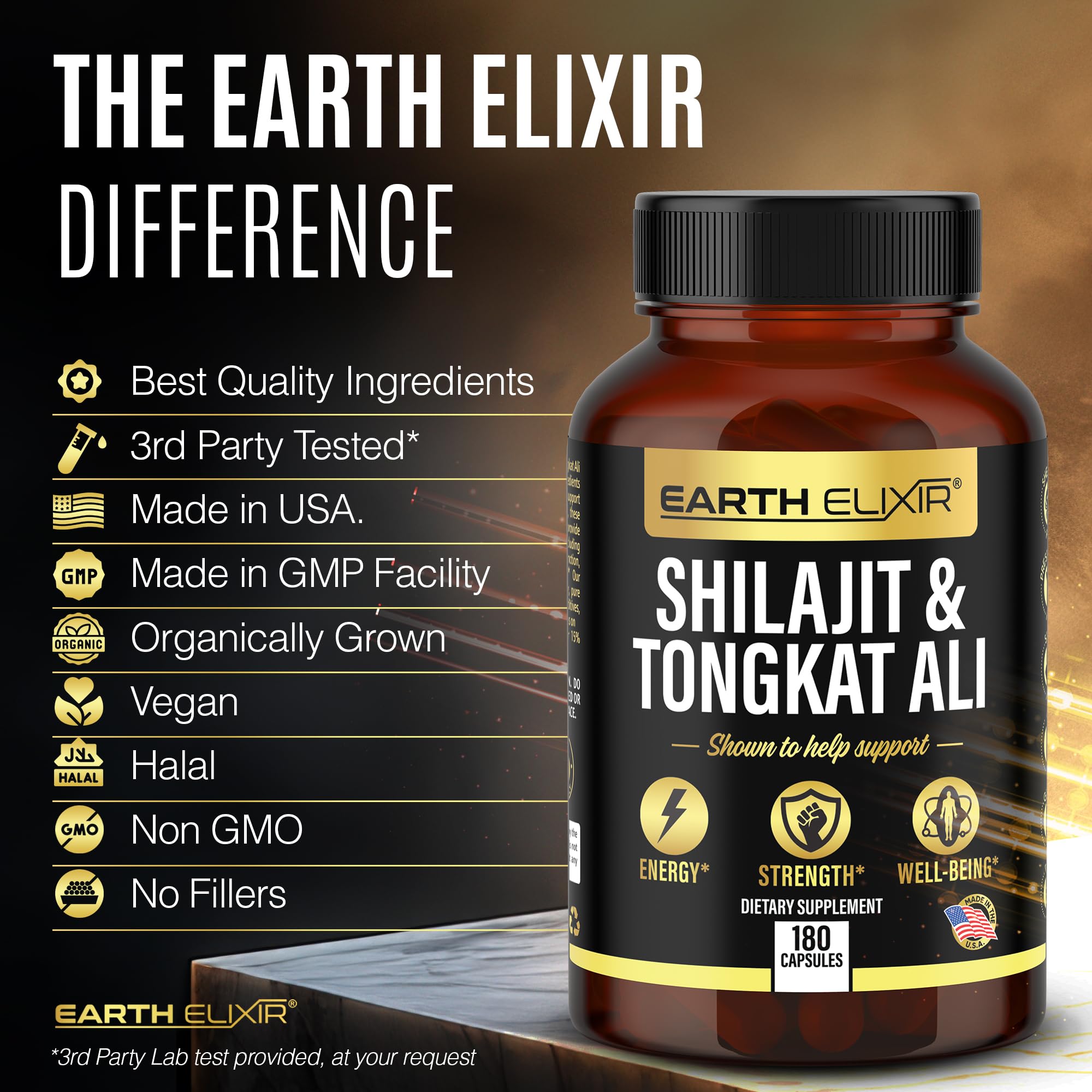 Foto 7 pulgar | Suplemento Earth Elixir Shilajit 1000 Mg Y Tongkat Ali 400 Mg - Venta Internacional.