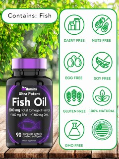 Foto 7 | Suplemento Vitamínico de Aceite de Pescado Omega 3 2000 mg - Venta Internacional
