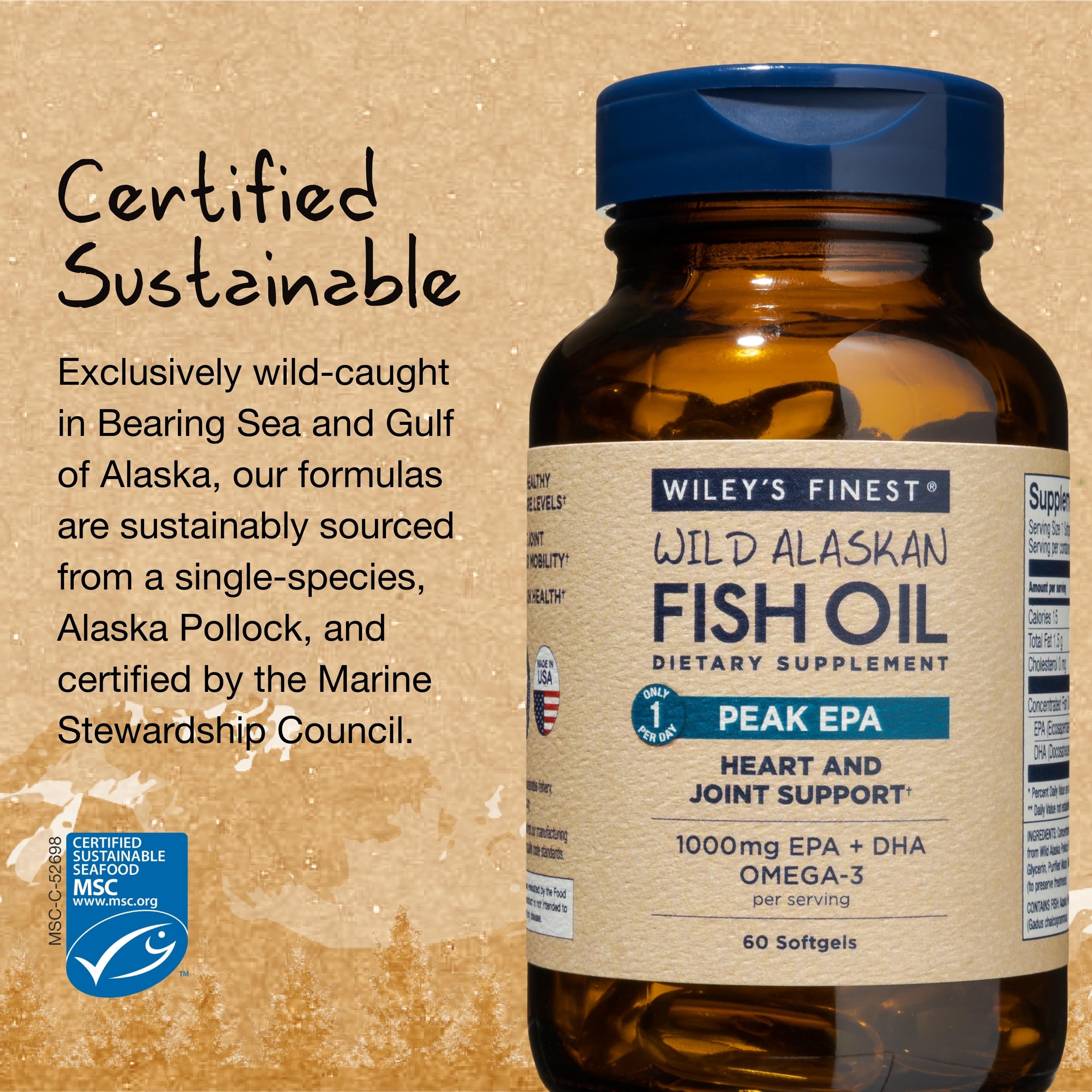 Foto 5 pulgar | Suplemento Wiley's Finest Wild Fish Oil Peak Epa 60 Tabletas- Venta Internacional.