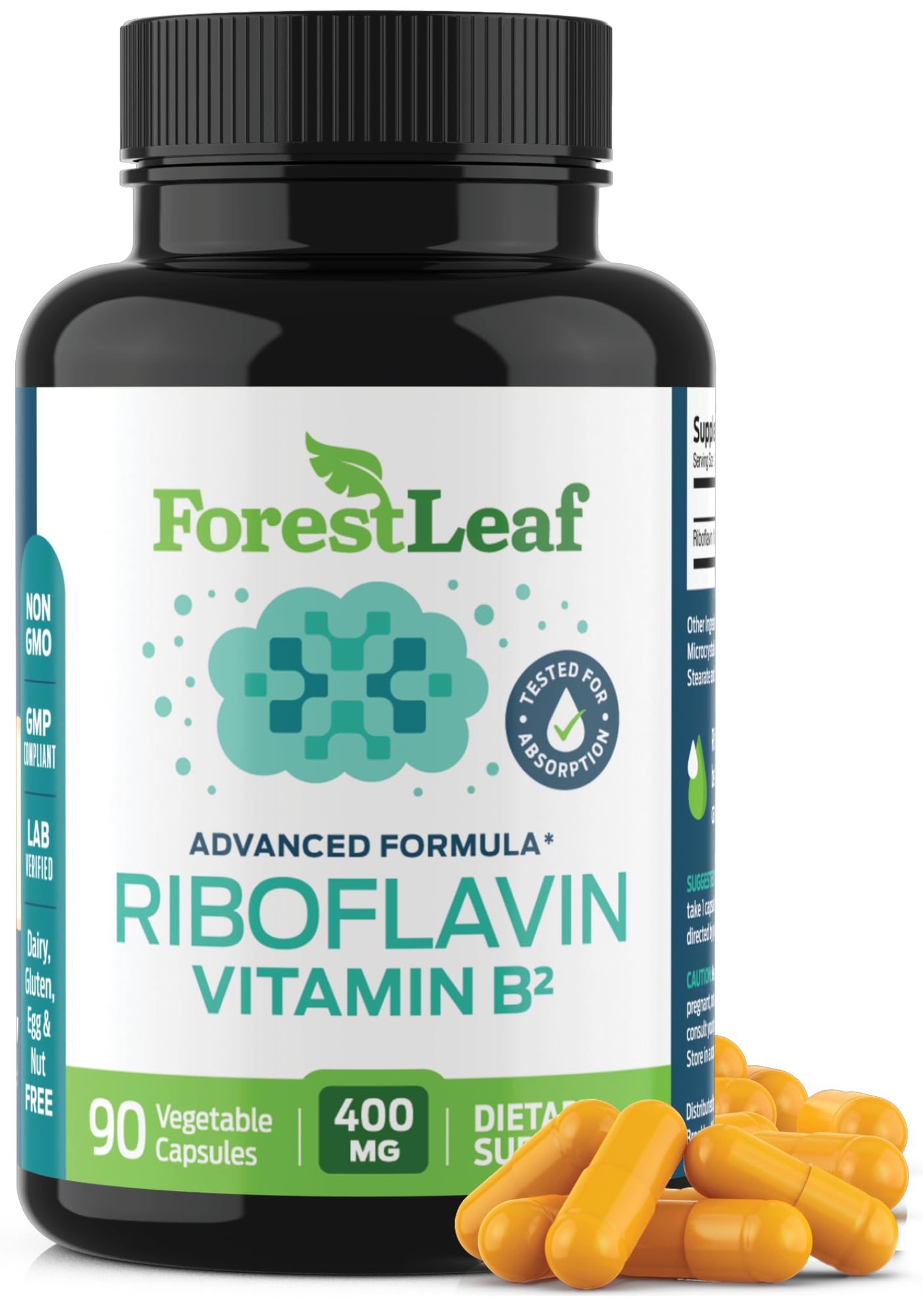 Foto 2 pulgar | Suplemento Forestleaf De Vitamina B2 Y Riboflavina, 400 Mg, 90 Cápsulas - Venta Internacional.