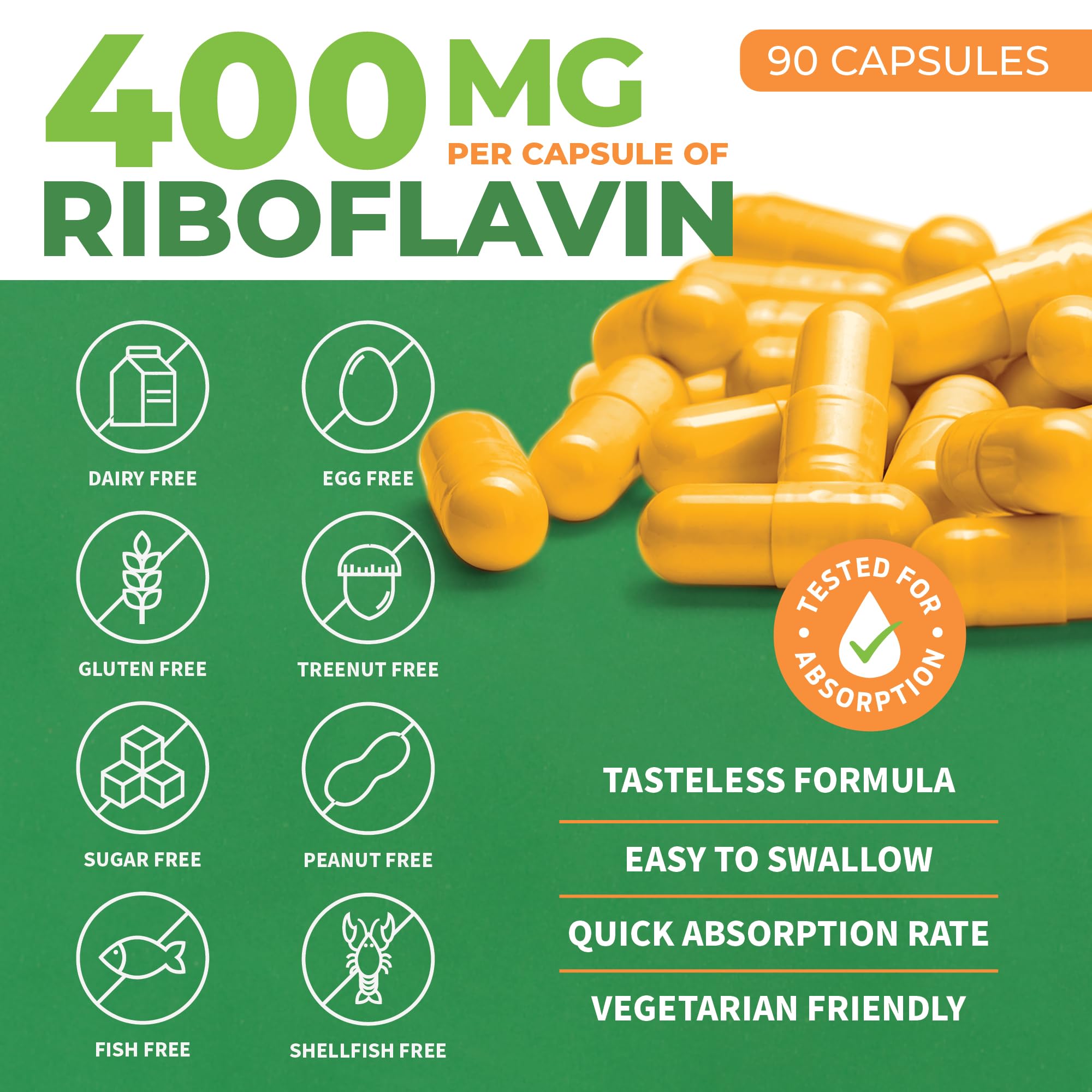 Foto 3 pulgar | Suplemento Forestleaf De Vitamina B2 Y Riboflavina, 400 Mg, 90 Cápsulas - Venta Internacional.