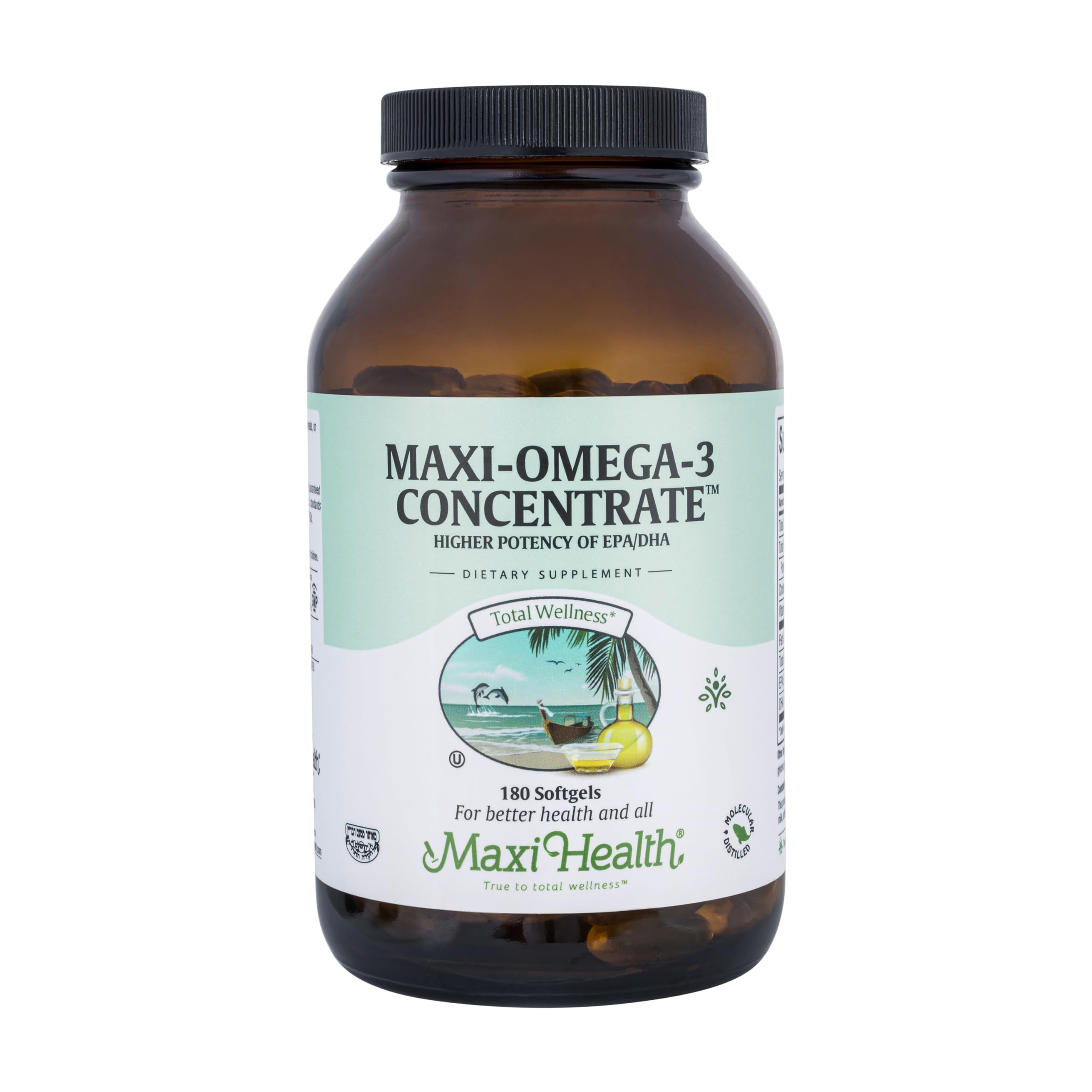 Aceite De Pescado Omega 3 Supplement Maxi Health 180 Cápsulas Blandas - Venta Internacional.