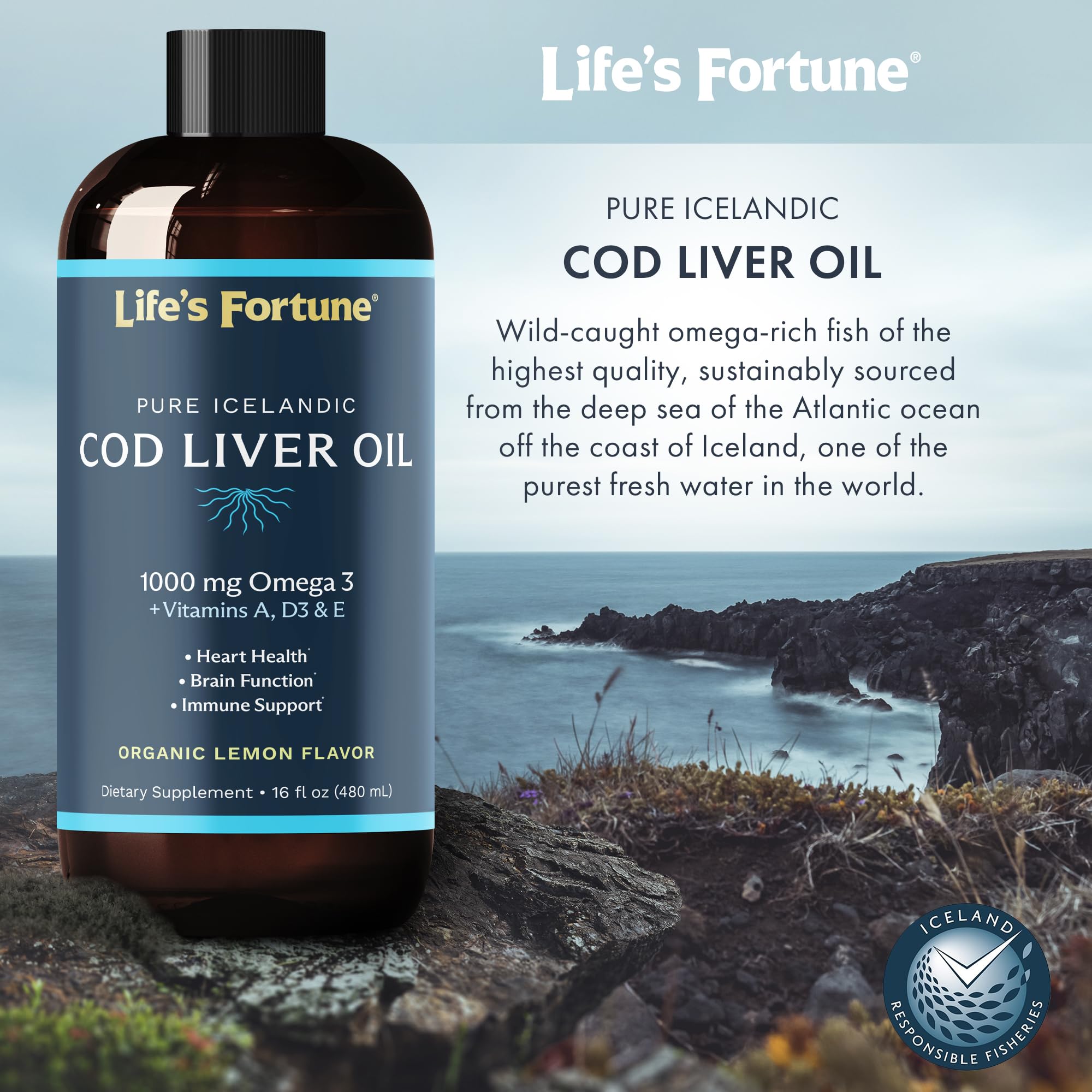 Foto 5 | Suplemento De Aceite De Hígado De Bacalao Orgánico Life's Fortune, 500 Ml - Venta Internacional.