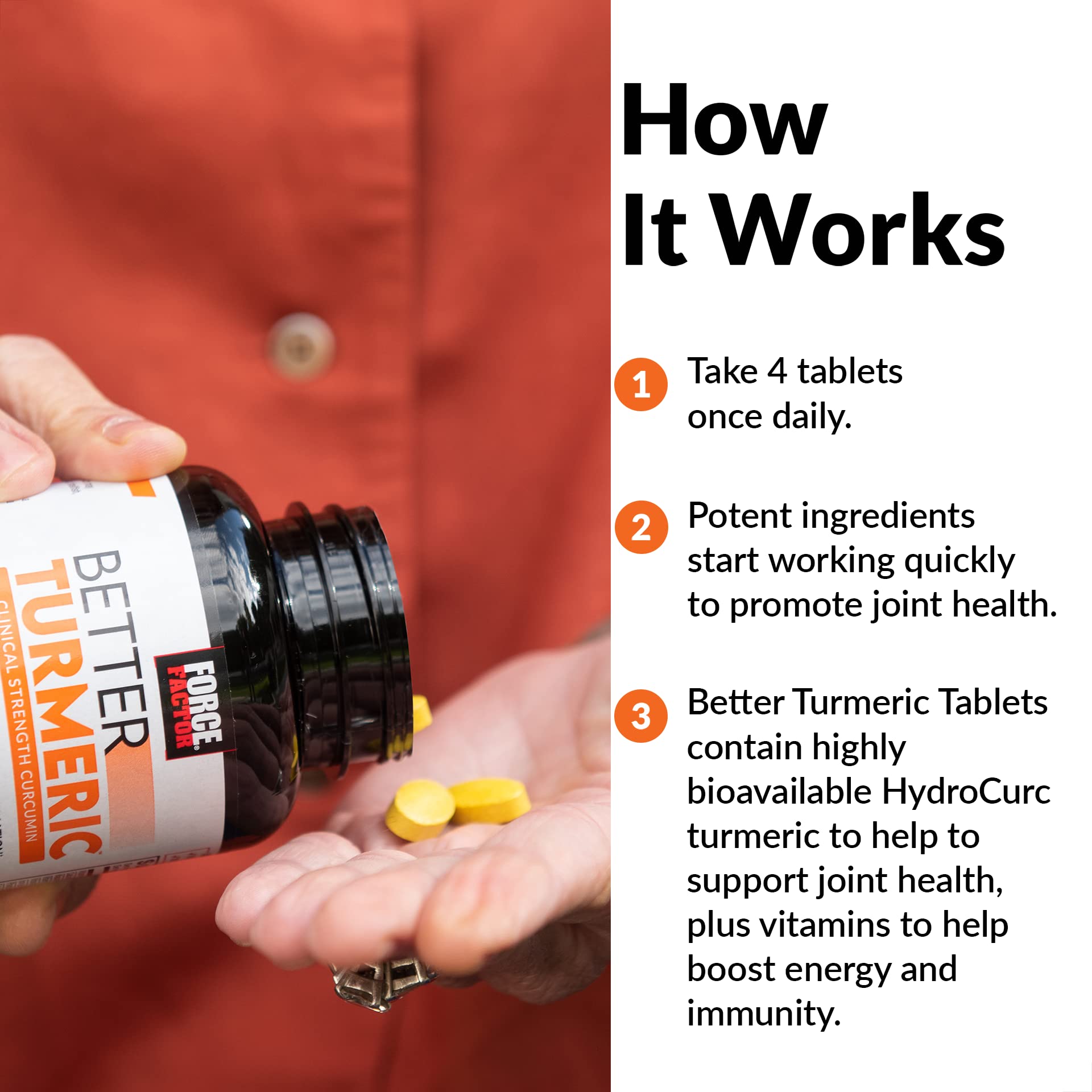 Foto 5 pulgar | Suplemento Force Factor Better Turmeric Joint Support 120 Comprimidos - Venta Internacional.