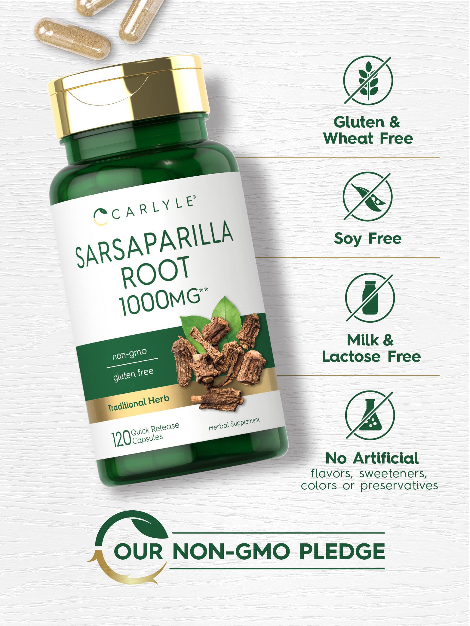 Foto 5 pulgar | Suplemento Carlyle En Cápsulas De Raíz De Zarzaparrilla, 1000 Mg, 120 Unidades - Venta Internacional.