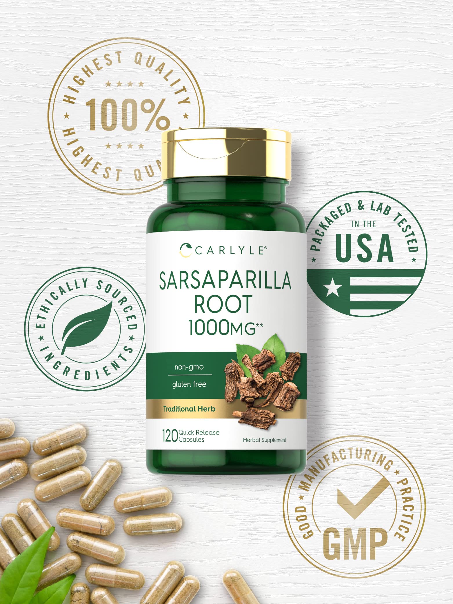 Foto 6 pulgar | Suplemento Carlyle En Cápsulas De Raíz De Zarzaparrilla, 1000 Mg, 120 Unidades - Venta Internacional.