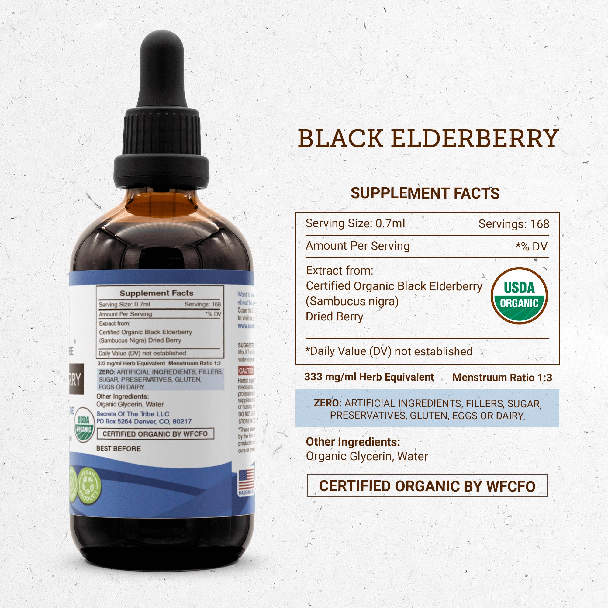 Foto 5 pulgar | Tintura Secrets Of The Tribe Black Elderberry 120 Ml Orgánica - Venta Internacional