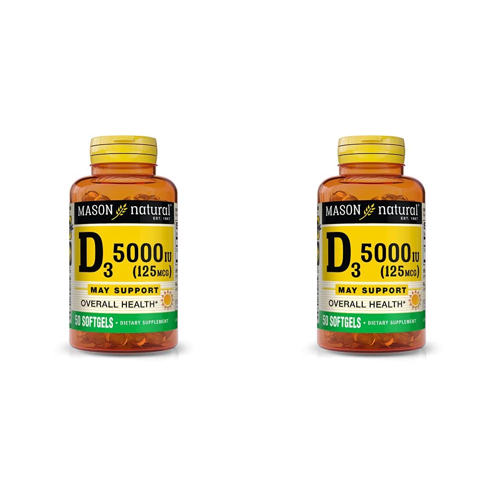 Suplemento Mason Natural Vitamina D3 125 Mcg (5000 Ui) 50 Cápsulas Blandas - Venta Internacional.