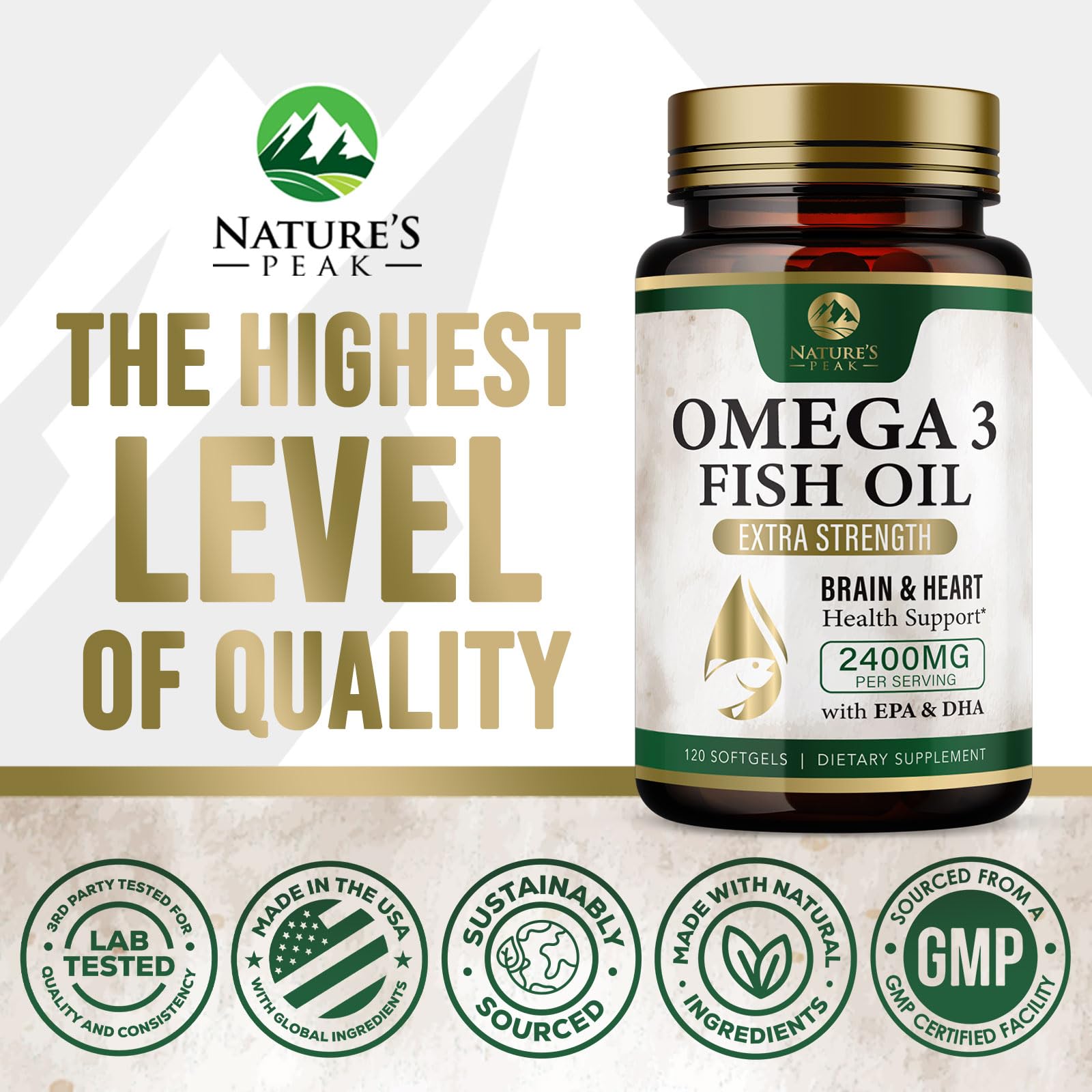 Foto 5 pulgar | Suplemento de Aceite de Pescado Nature's Peak 2400 mg Omega-3 120 Cápsulas Blandas - Venta Internacional