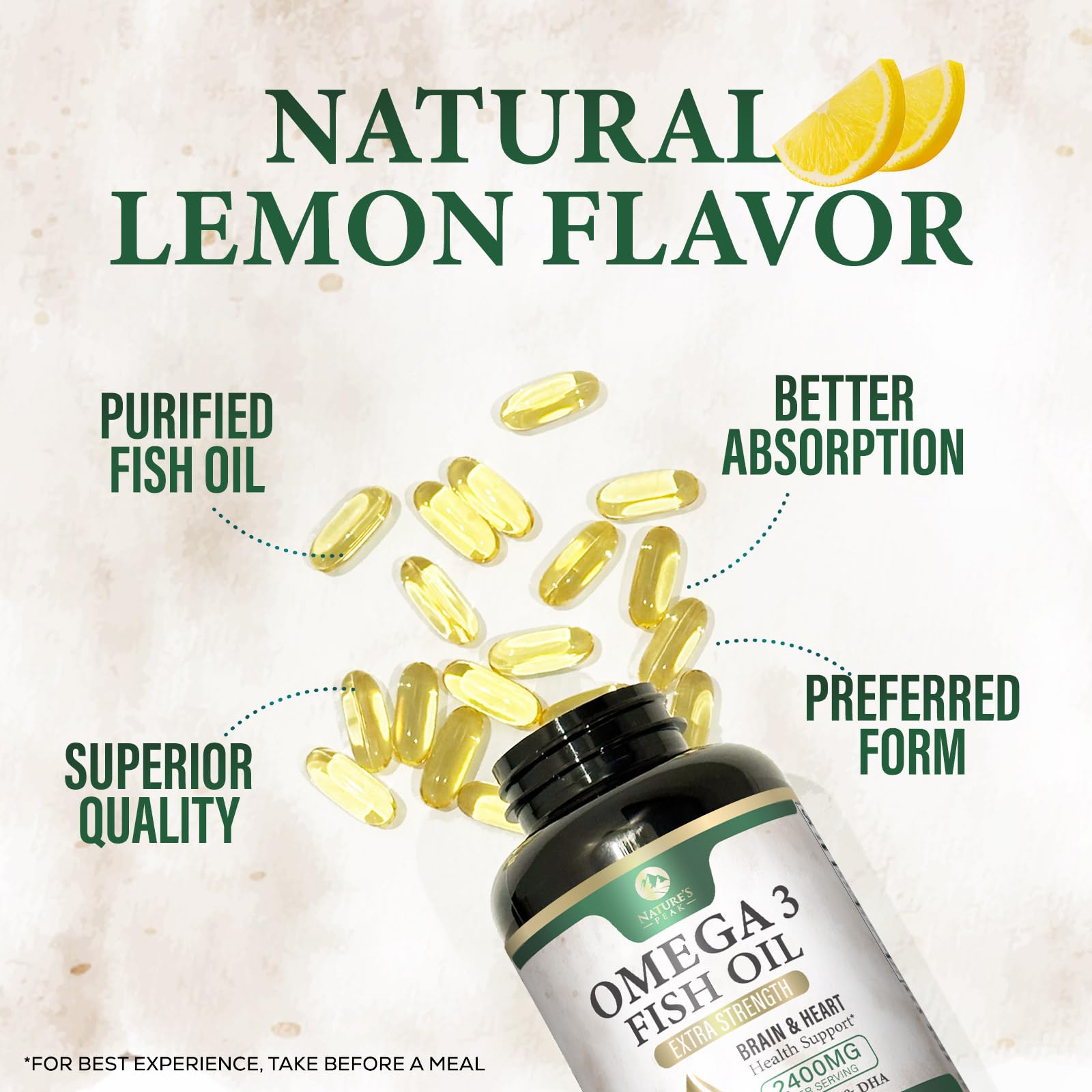 Foto 6 | Suplemento de Aceite de Pescado Nature's Peak 2400 mg Omega-3 120 Cápsulas Blandas - Venta Internacional