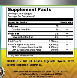 Foto 4 | Suplemento Amazing Omega Triple Strength de Aceite de Pescado 1360 mg - Venta Internacional