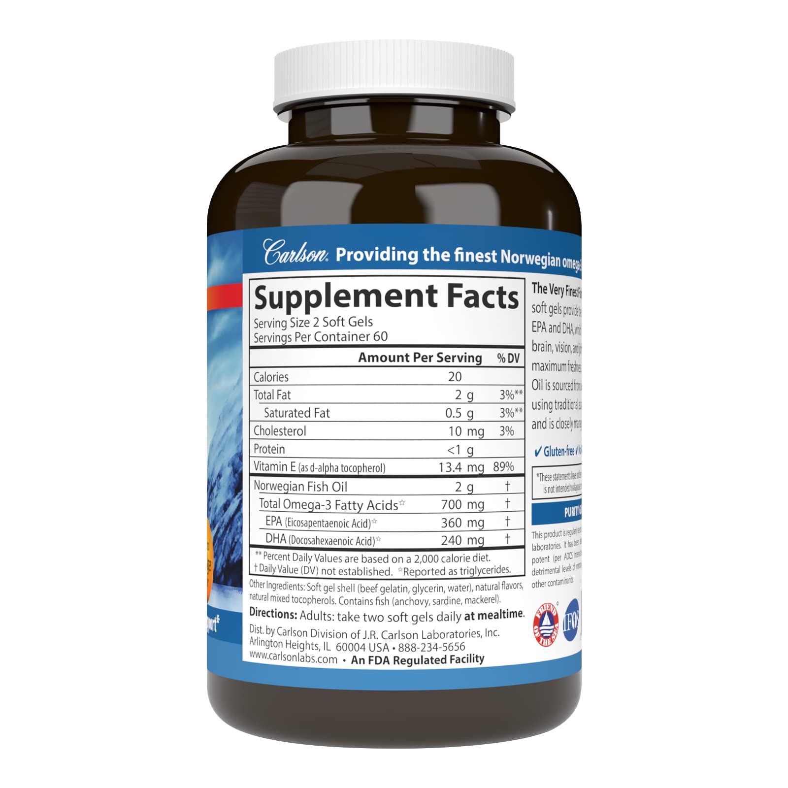 Foto 3 pulgar | Suplemento de Aceite de Pescado Carlson The Very Finest 700 mg 120 Cápsulas Blandas - Venta Internacional