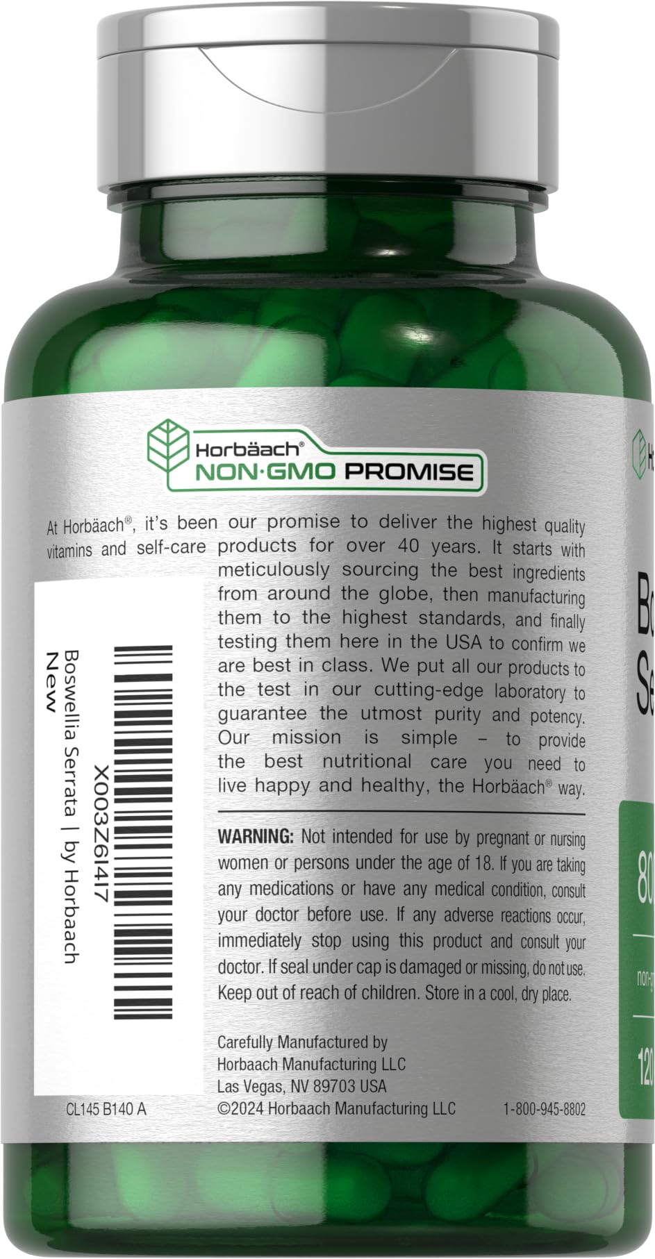 Foto 4 pulgar | Suplemento De Extracto De Boswellia Serrata De Horbäach 800 Mg 120 Cápsulas - Venta Internacional.