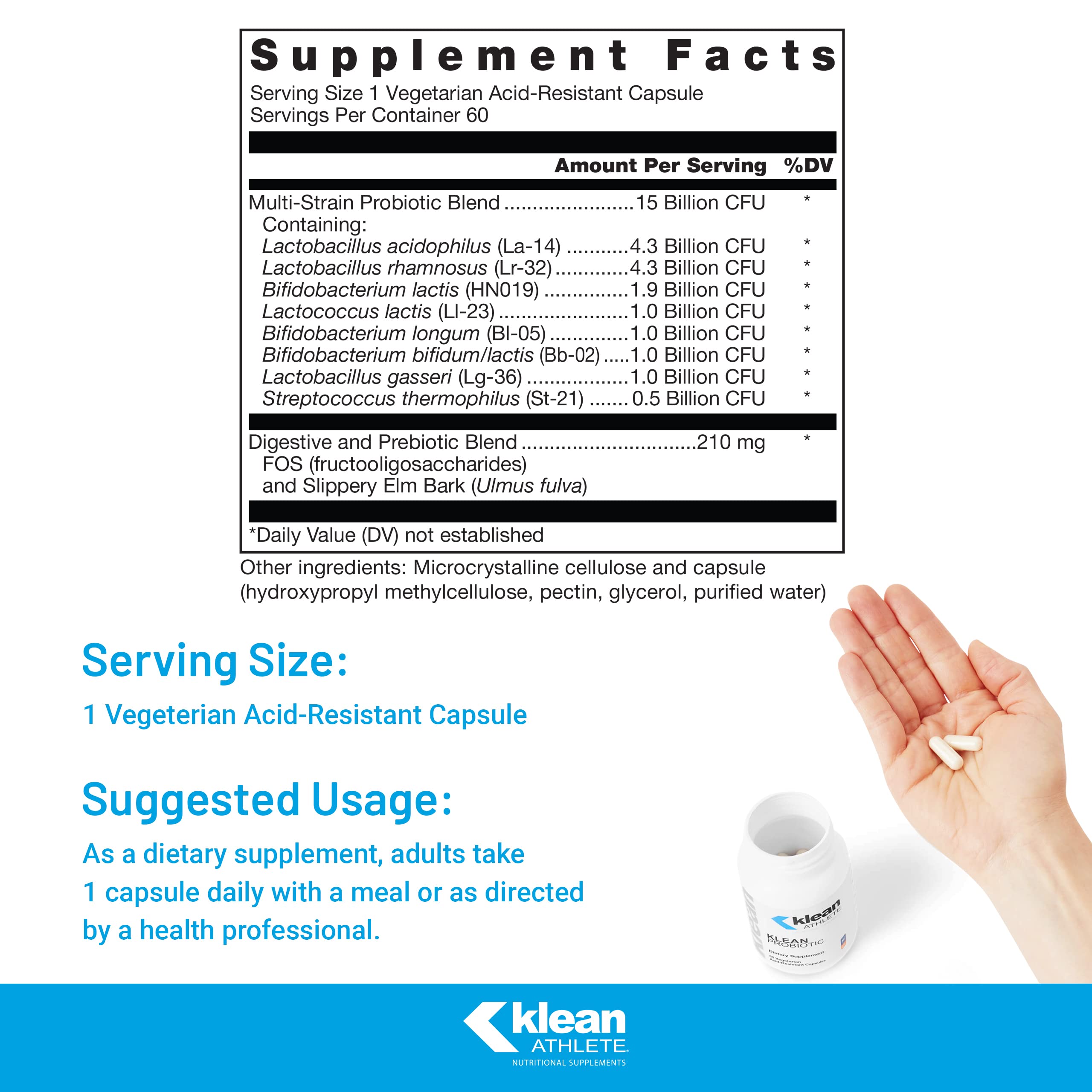 Foto 3 pulgar | Probiótico Klean Athlete Klean Probiotic 60 Cápsulas - Venta Internacional