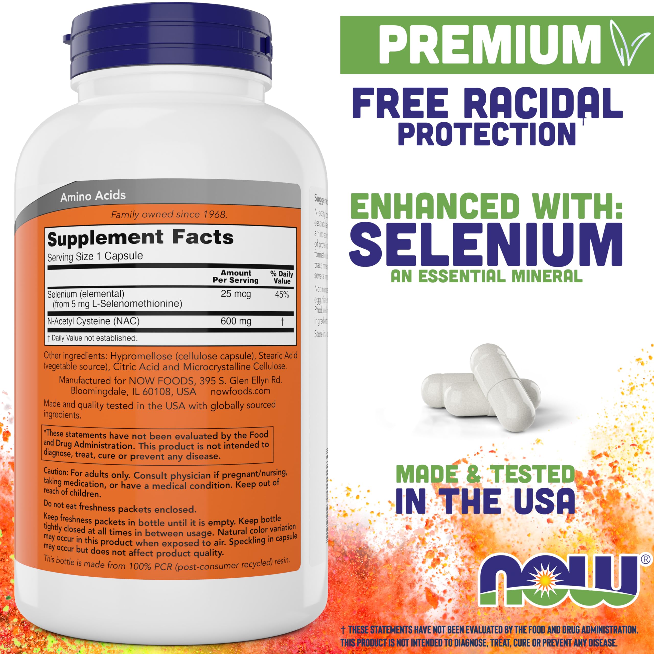 Foto 3 pulgar | Complementa Now Foods Nac 600 mg con 400 Cápsulas Vegetales de Selenio - Venta Internacional