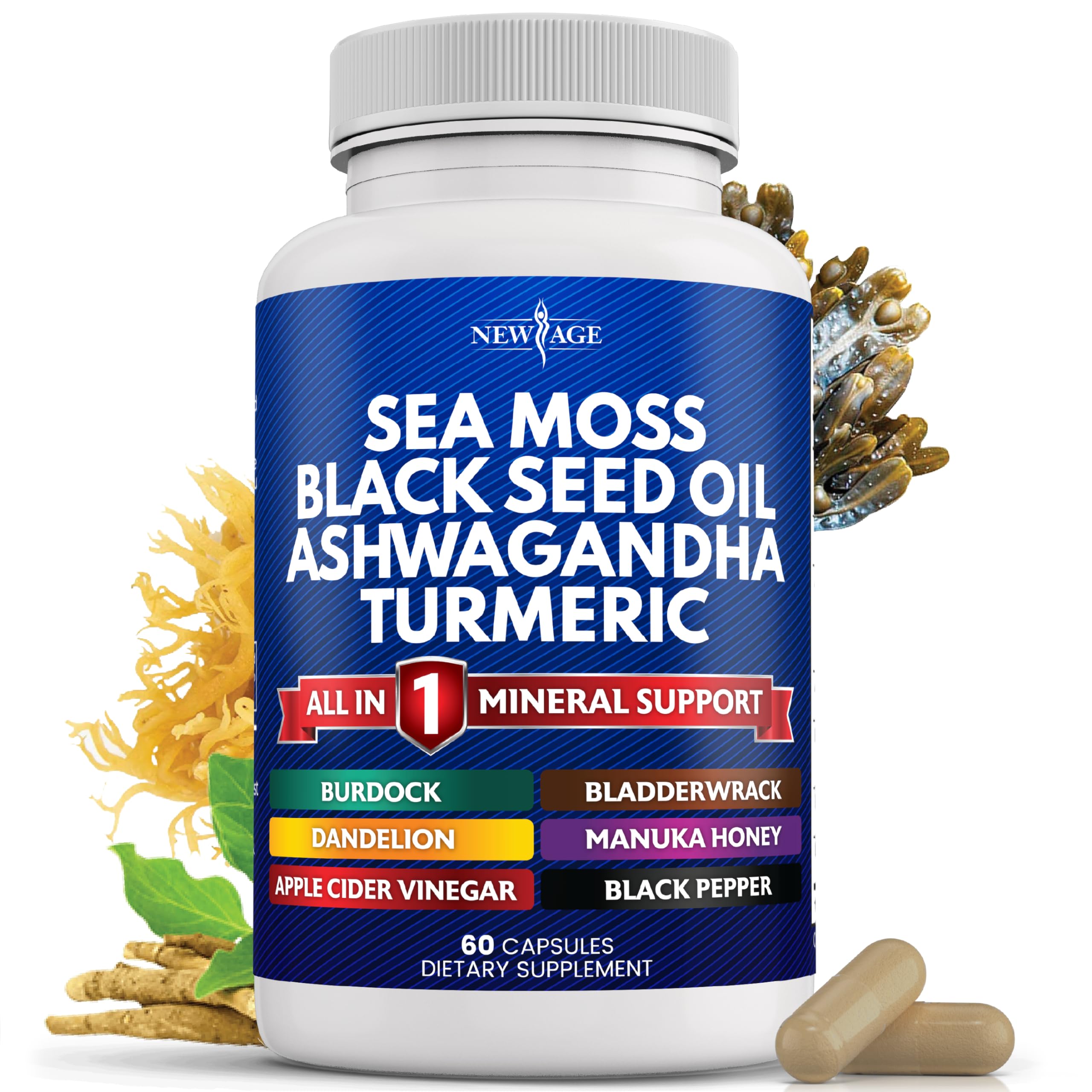 Foto 2 pulgar | Suplemento New Age Silica Sea Moss 3000 Mg Con Aceite De Semilla Negra - Venta Internacional.