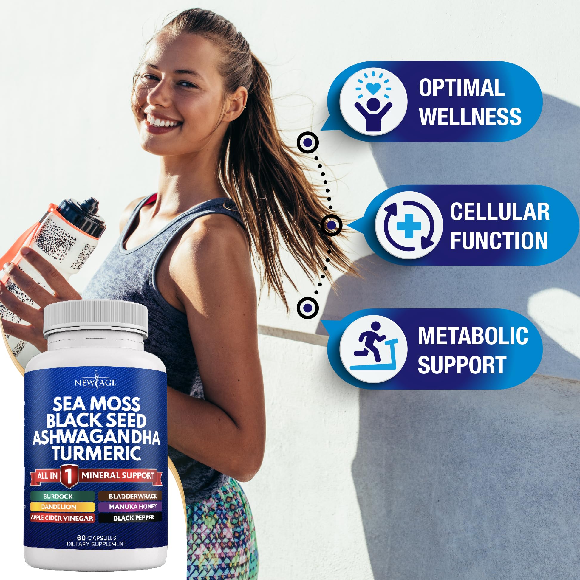 Foto 5 pulgar | Suplemento New Age Silica Sea Moss 3000 Mg Con Aceite De Semilla Negra - Venta Internacional.