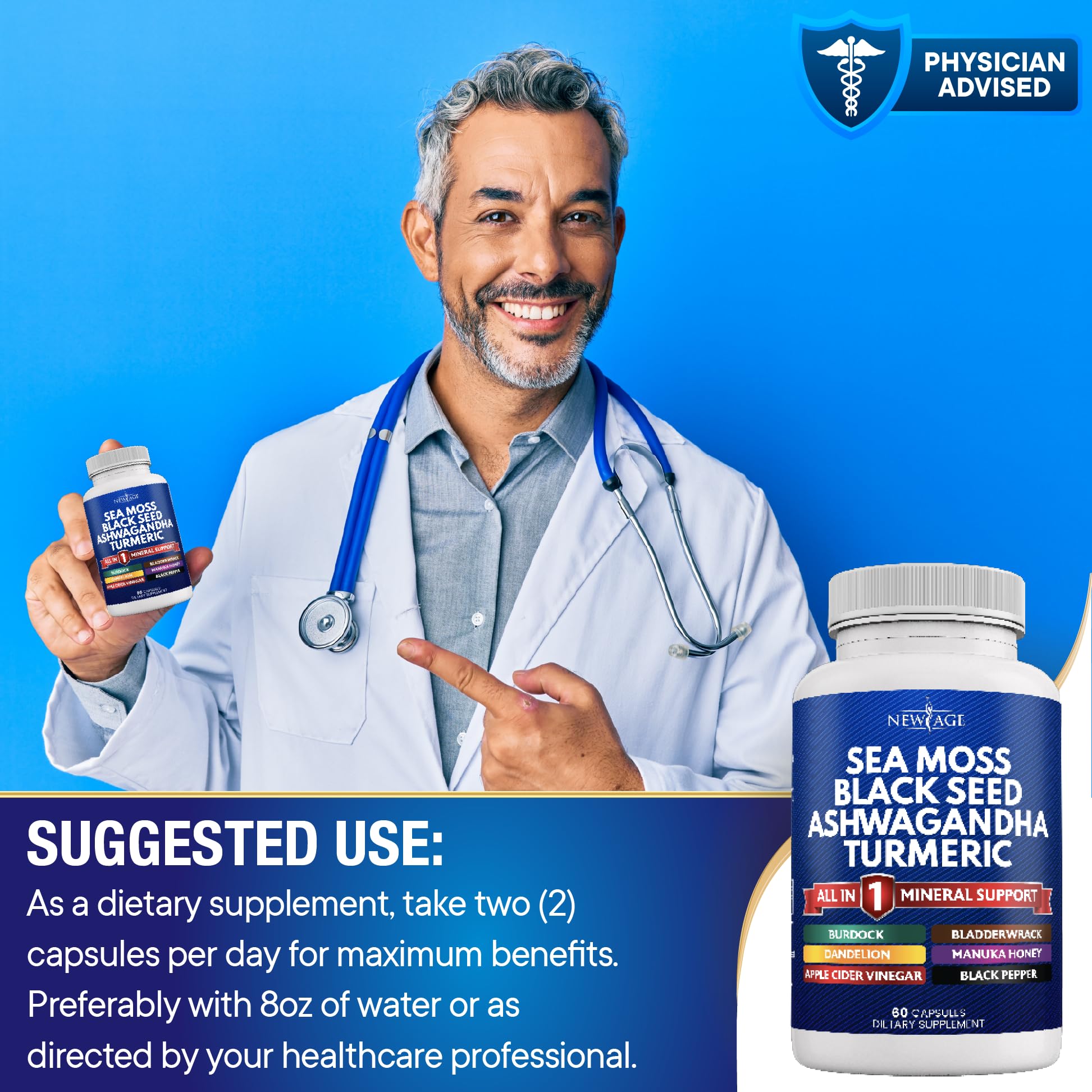 Foto 8 pulgar | Suplemento New Age Silica Sea Moss 3000 Mg Con Aceite De Semilla Negra - Venta Internacional.
