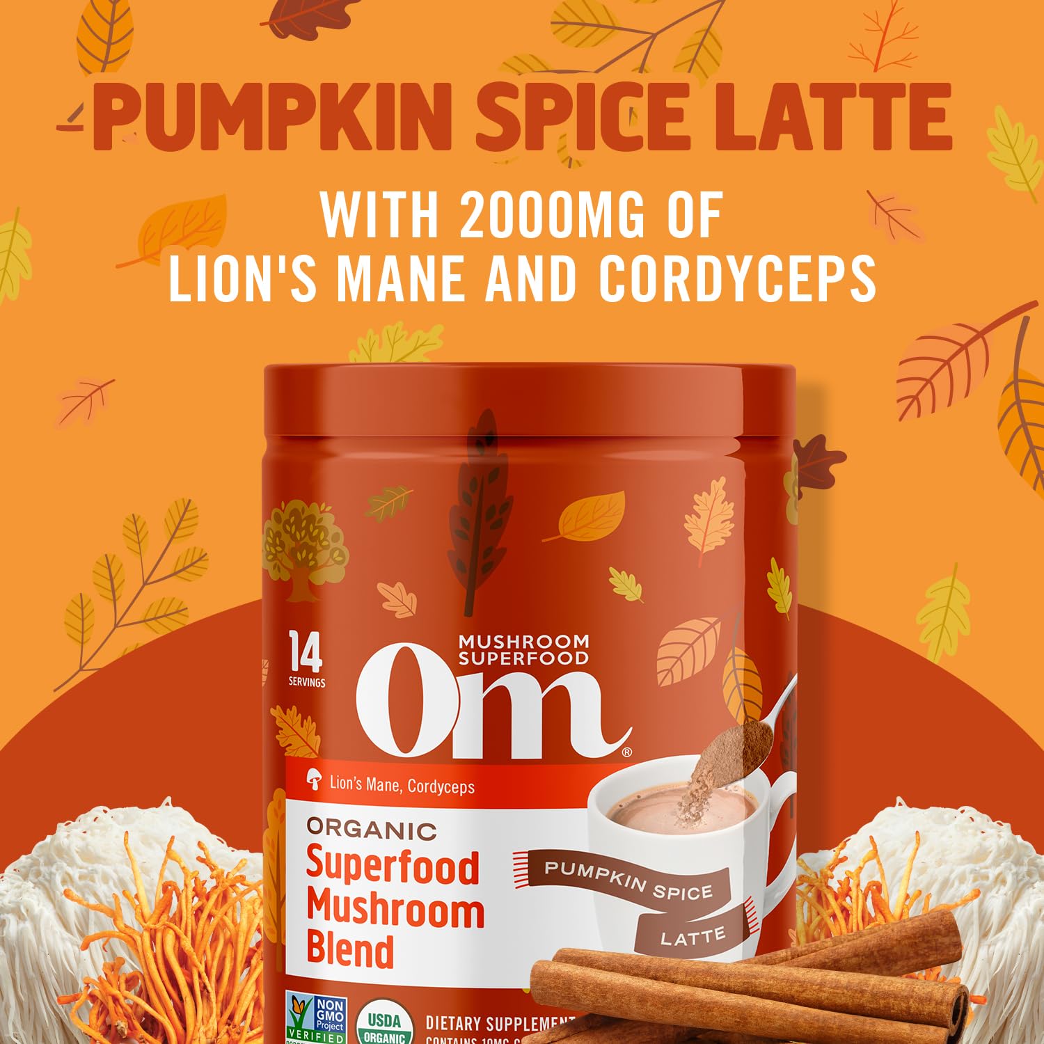 Foto 5 pulgar | Suplementos Om Mushroom Superfood Pumpkin Spice Latte 126g - Venta Internacional