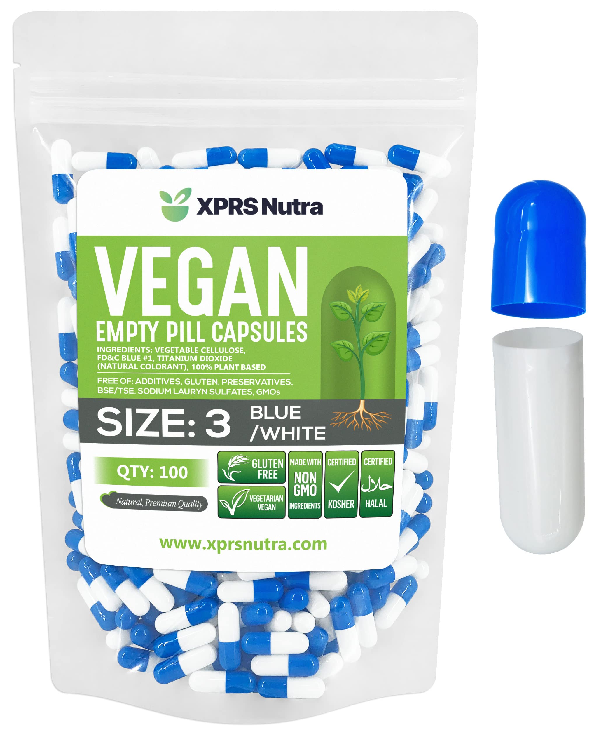 Cápsulas Vacías Xprs Nutra Tamaño 3, Cápsulas Veganas De 100 Unidades - Venta Internacional.