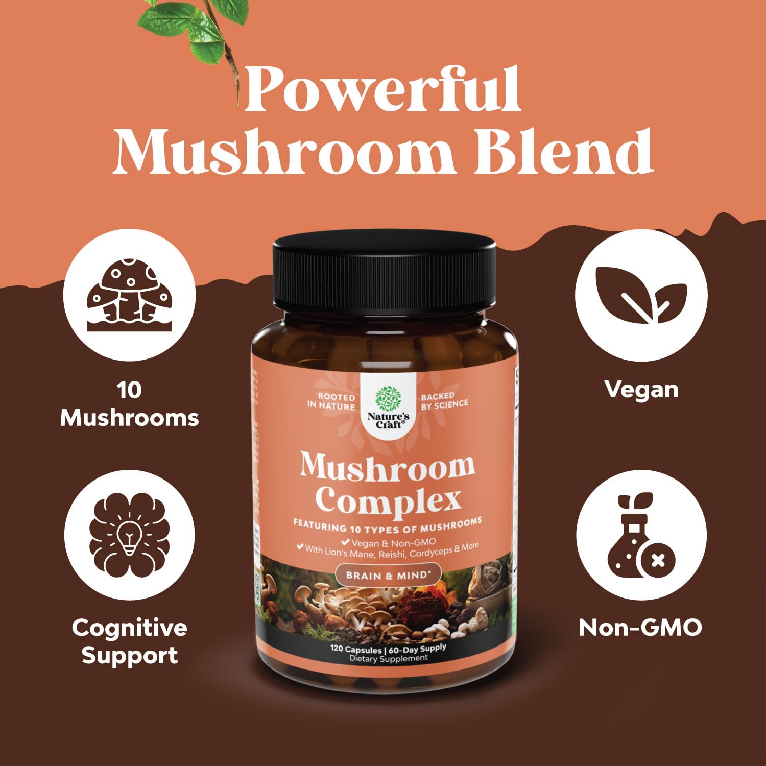 Foto 4 pulgar | Complemento Natures Craft Advanced Mushroom Complex 30 Cápsulas - Venta Internacional